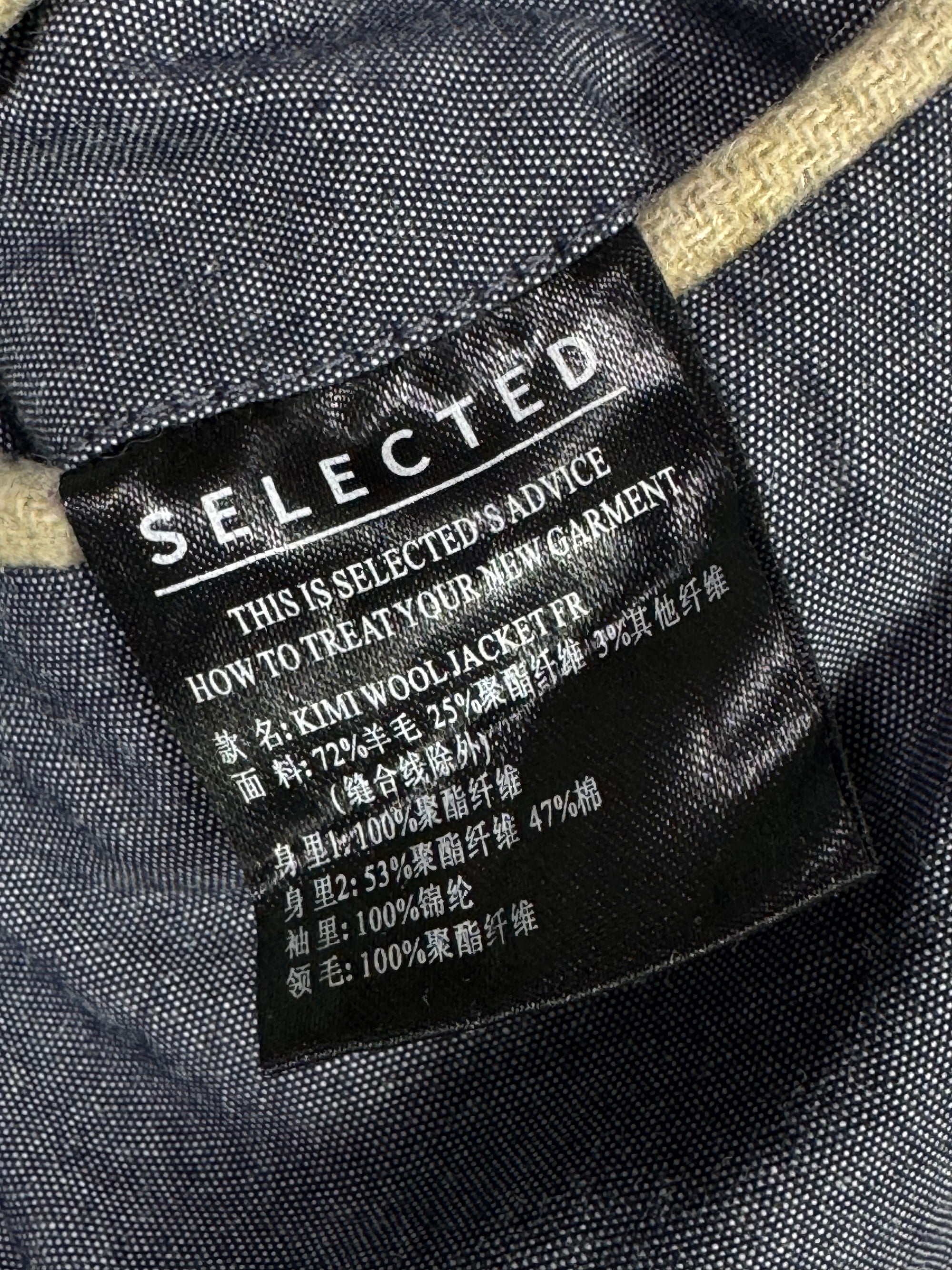 SELECTED® Small | Chest: 21" | Beige | Jacket | Wool Blend | 2041 - Genuine Maal