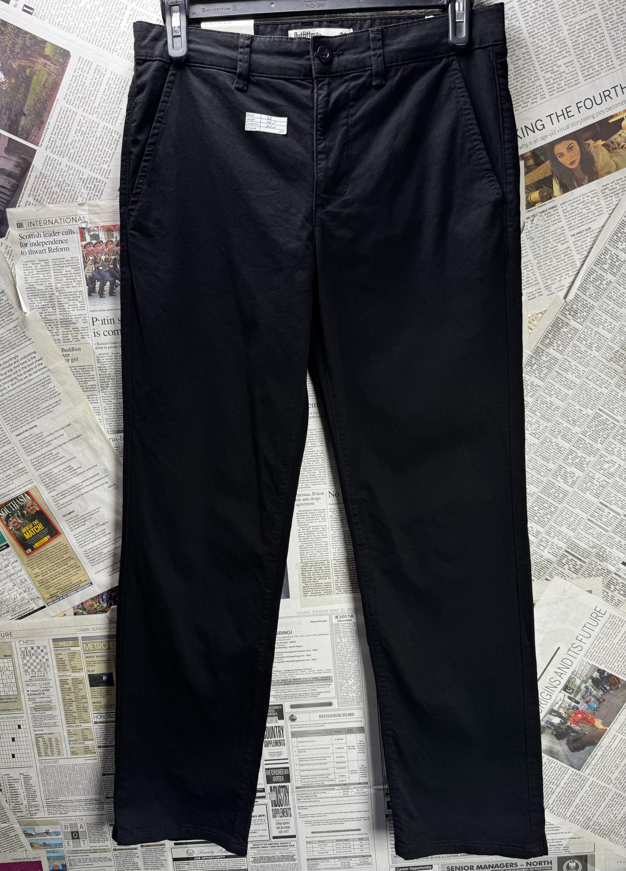 Outfitters® Waist: 32" | Black | Slim Fit Chino Pants | Cotton-Spandex | M4 - 2548 - Genuine Maal