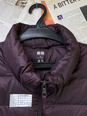 Uniqlo® Medium | Chest: 21.5" | Wine | Sleeveless Puffer Jacket | Grey Duck Down/Feather Filling | 1749 - Genuine Maal