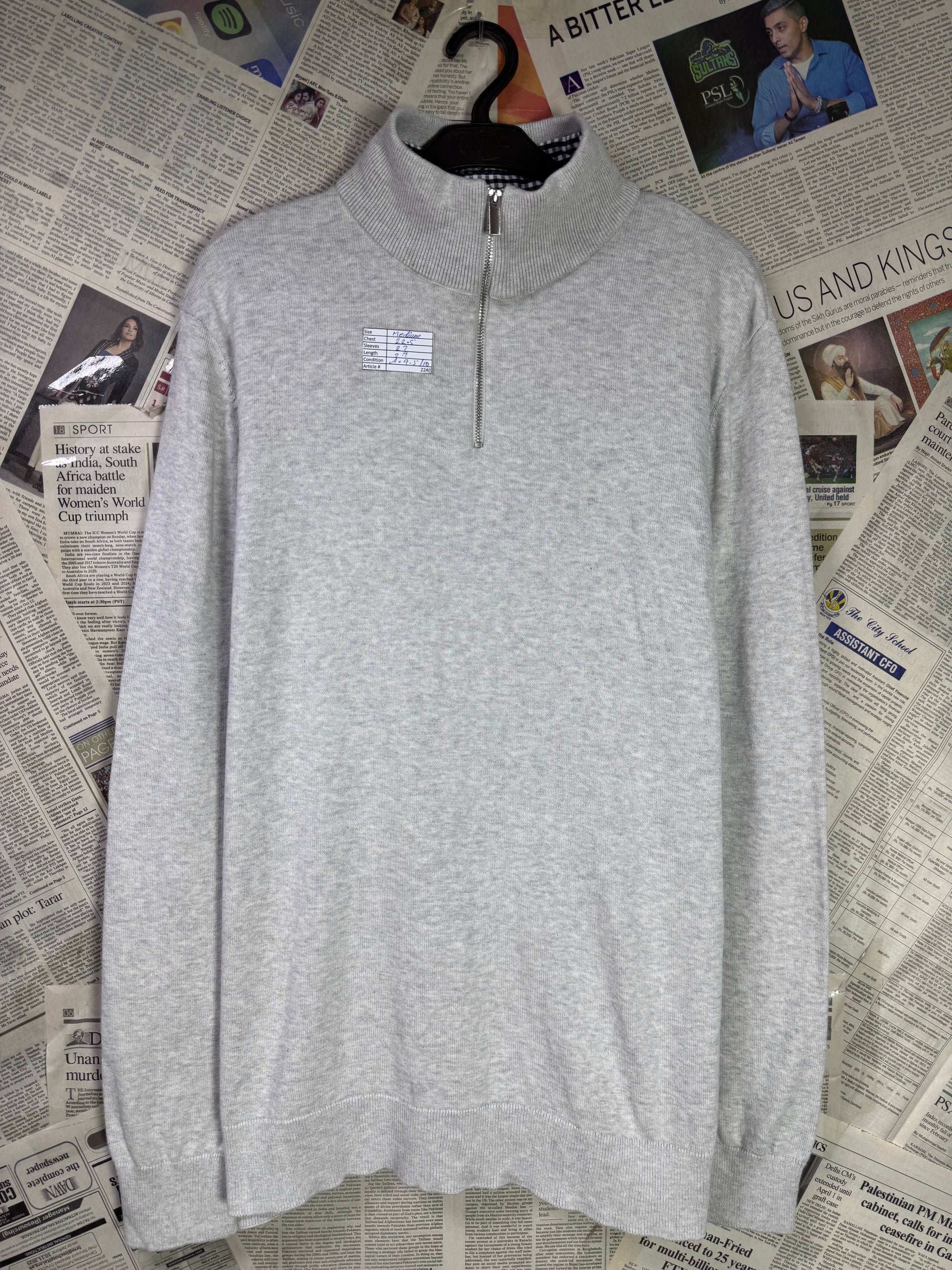 George® Medium | Chest: 22.5" | Grey | Quarter Zip Sweater with mock shirt | 2240 - Genuine Maal