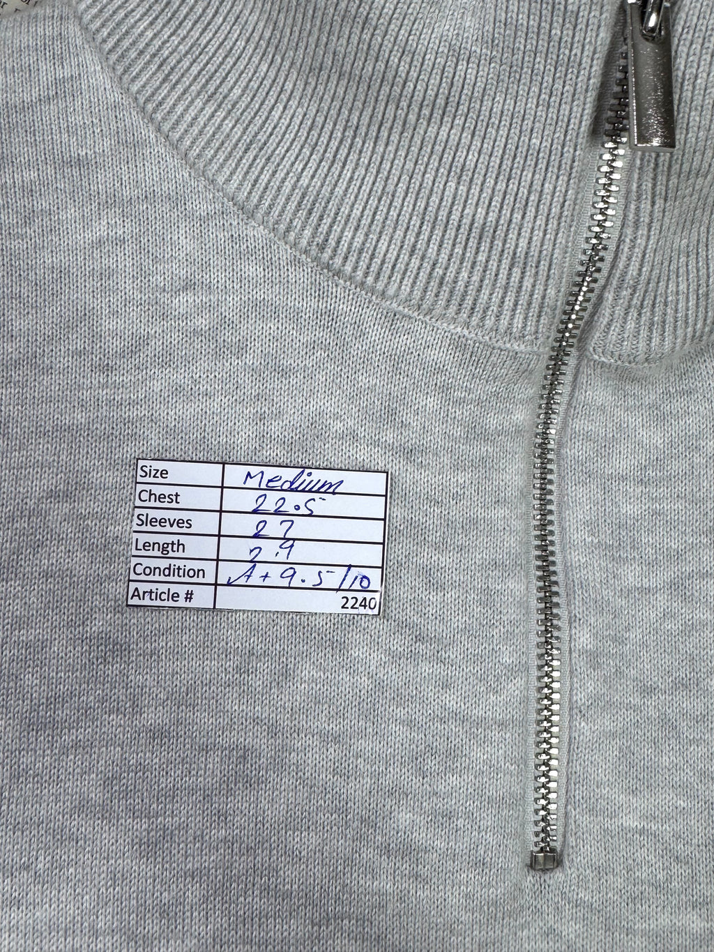 George® Medium | Chest: 22.5" | Grey | Quarter Zip Sweater with mock shirt | 2240 - Genuine Maal