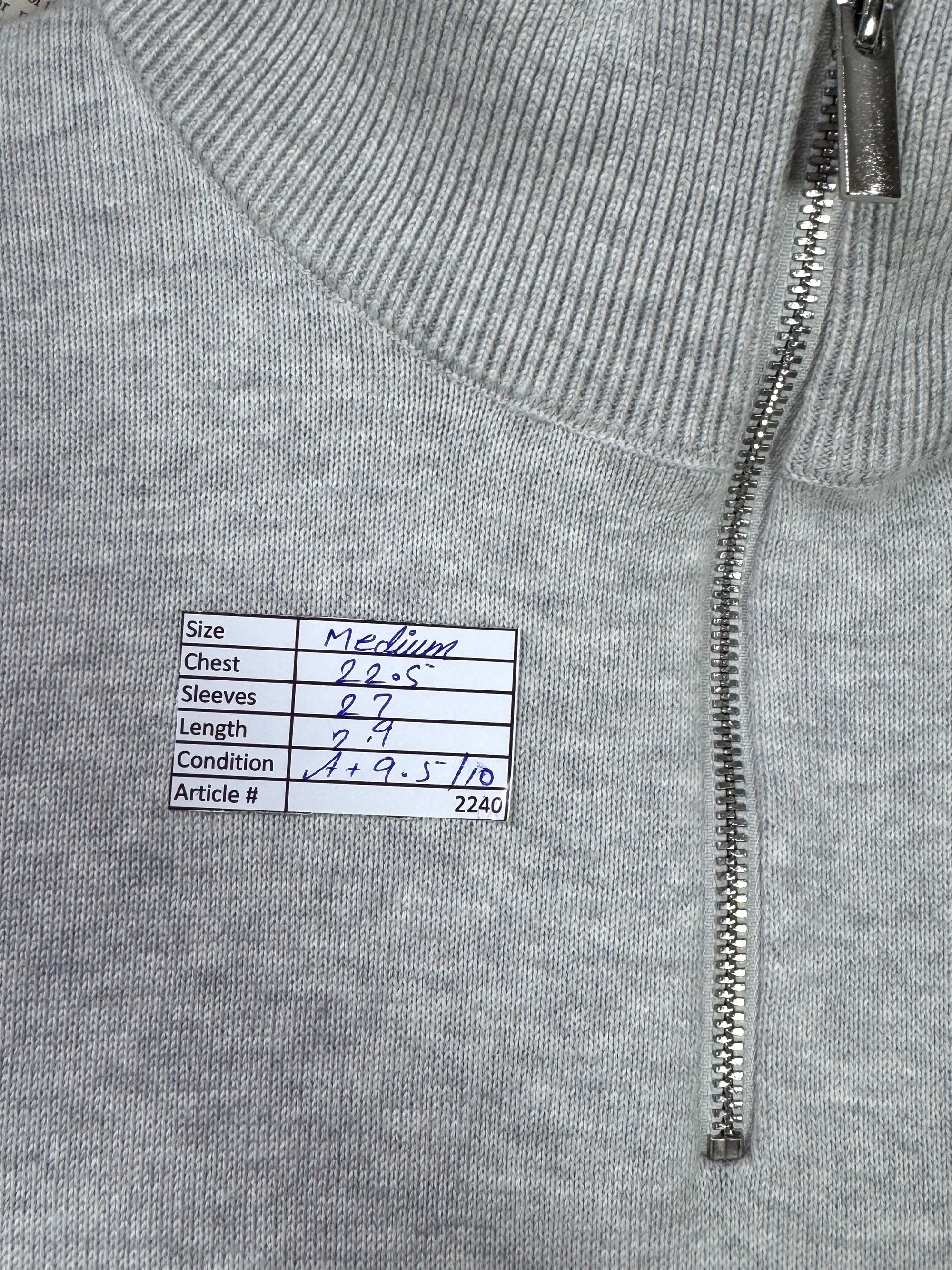 George® Medium | Chest: 22.5" | Grey | Quarter Zip Sweater with mock shirt | 2240 - Genuine Maal