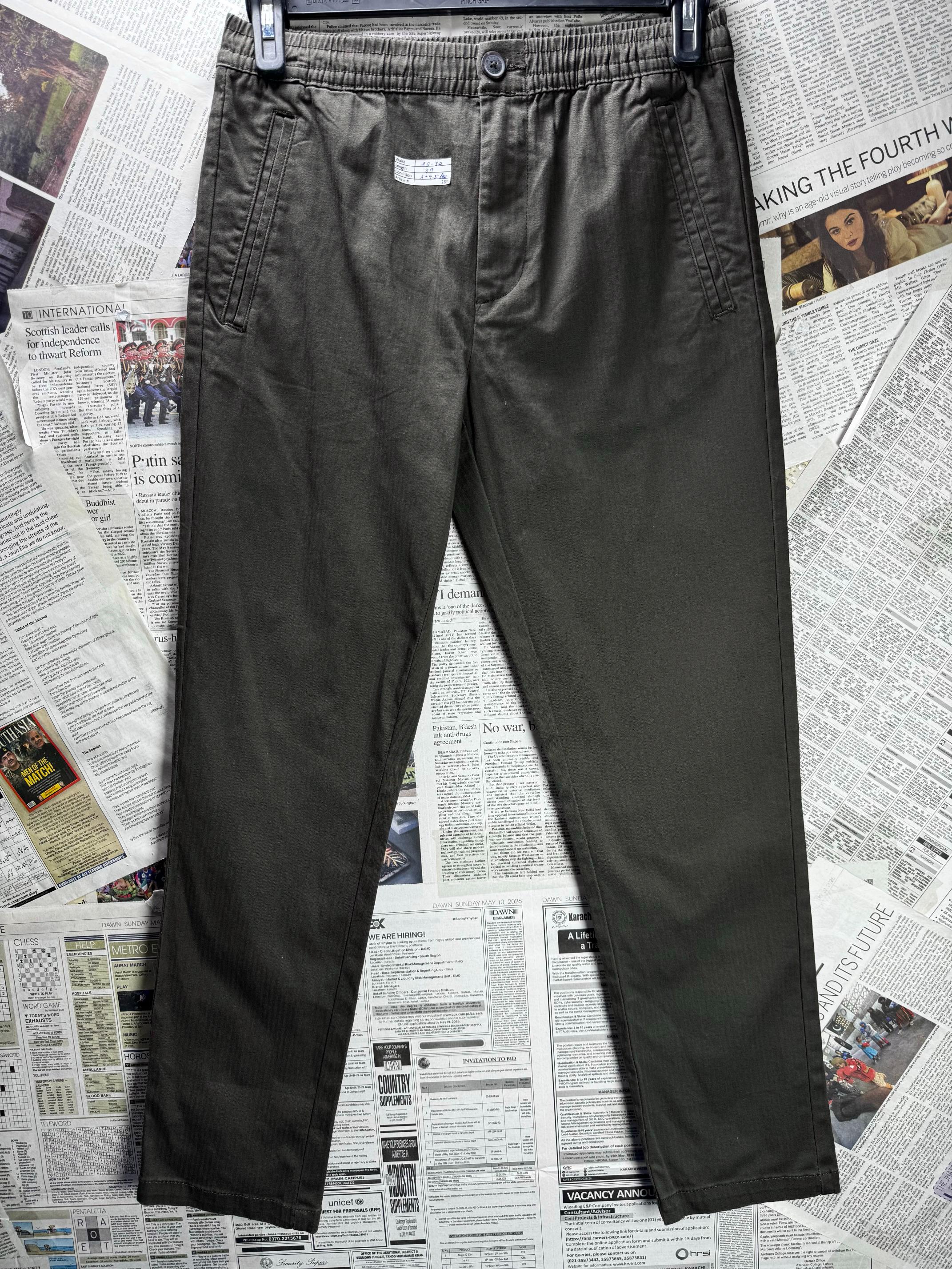 Easy® Waist: 28" to 30" | Olive Green | Slim Fit Chino Pant | Cotton-Elastane | M4 - 2832 - Genuine Maal