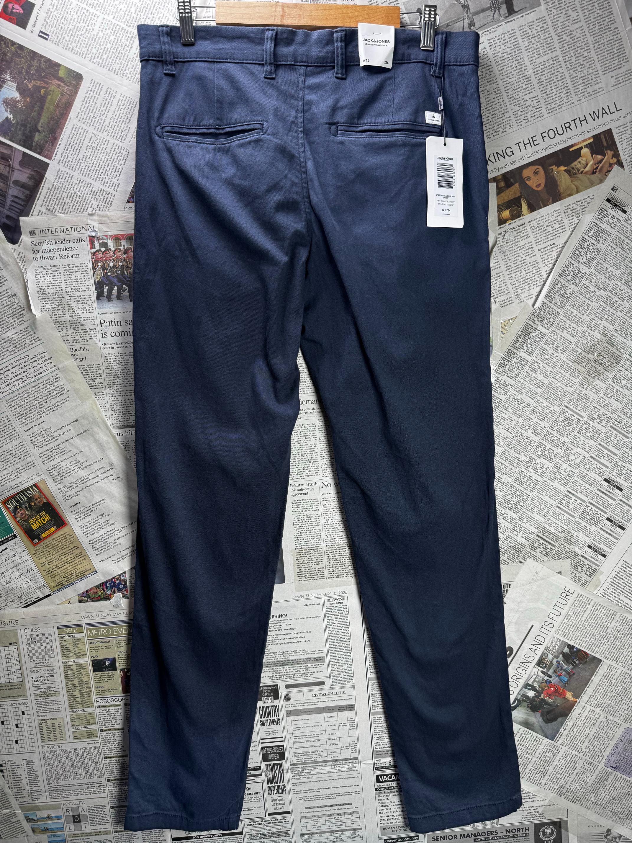 Jack&Jones® Waist: 34" | Blue | Loose Fit Chino Pants | Cotton-Elastane | M4 - 2834 - Genuine Maal