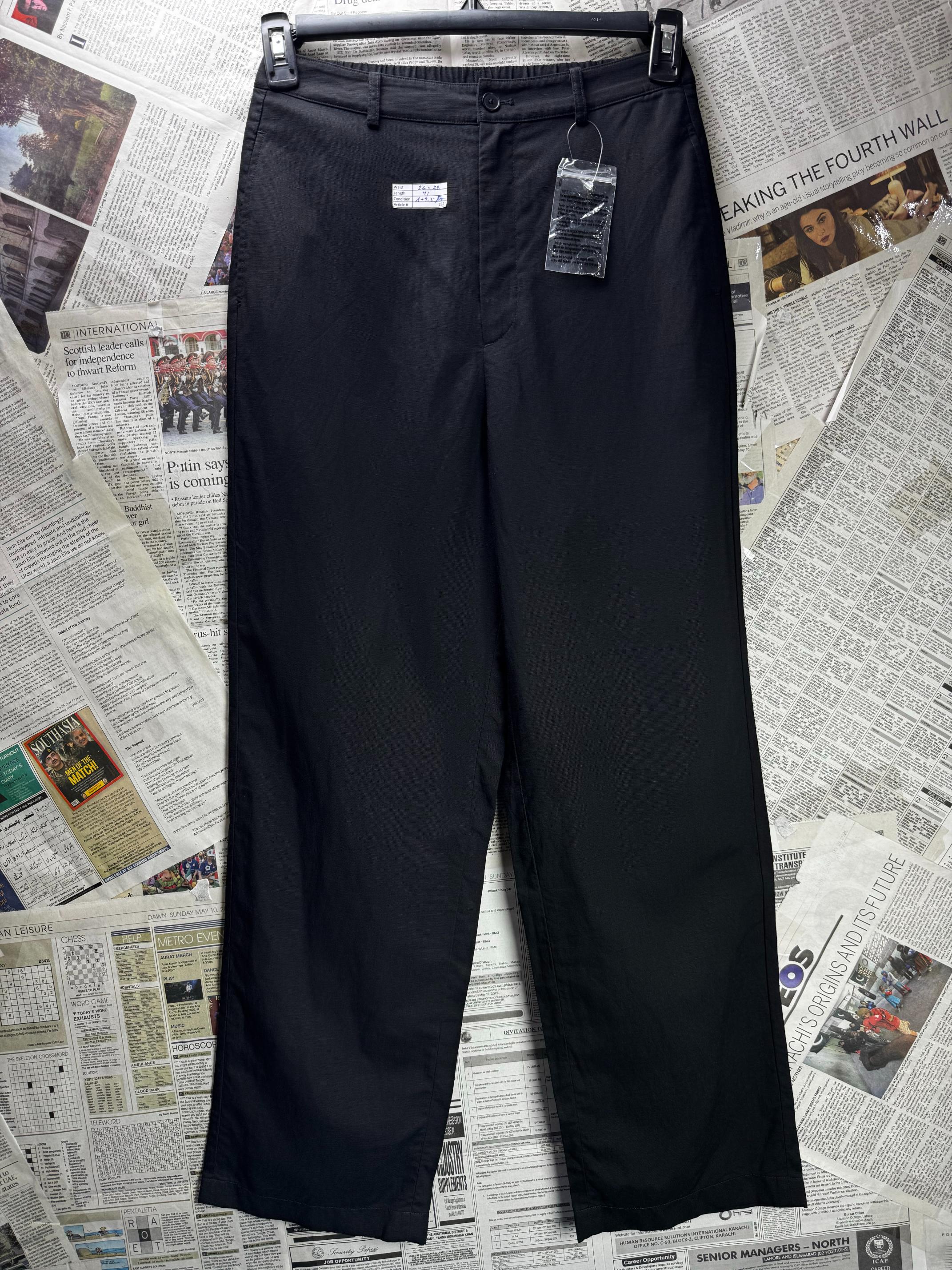 Uniqlo® Waist: 26" to 28" | Black | Trousers | Viscose-Linen-Polyester | M4 - 2824 - Genuine Maal