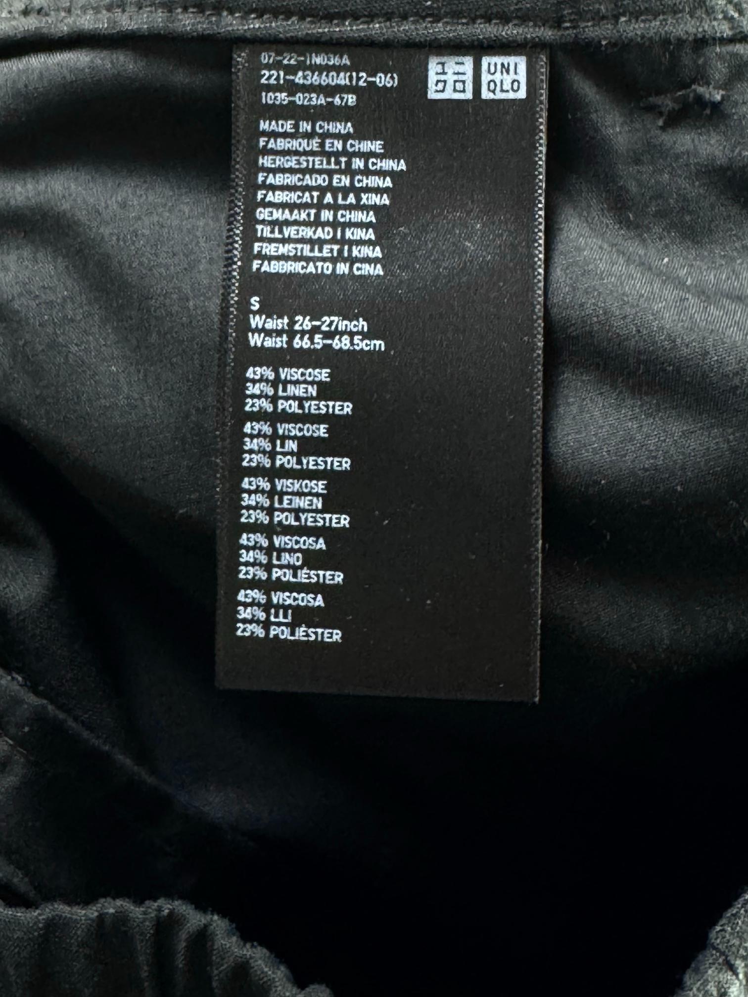 Uniqlo® Waist: 26" to 28" | Black | Trousers | Viscose-Linen-Polyester | M4 - 2824 - Genuine Maal