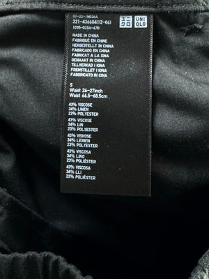 Uniqlo® Waist: 26" to 28" | Black | Trousers | Viscose-Linen-Polyester | M4 - 2824 - Genuine Maal