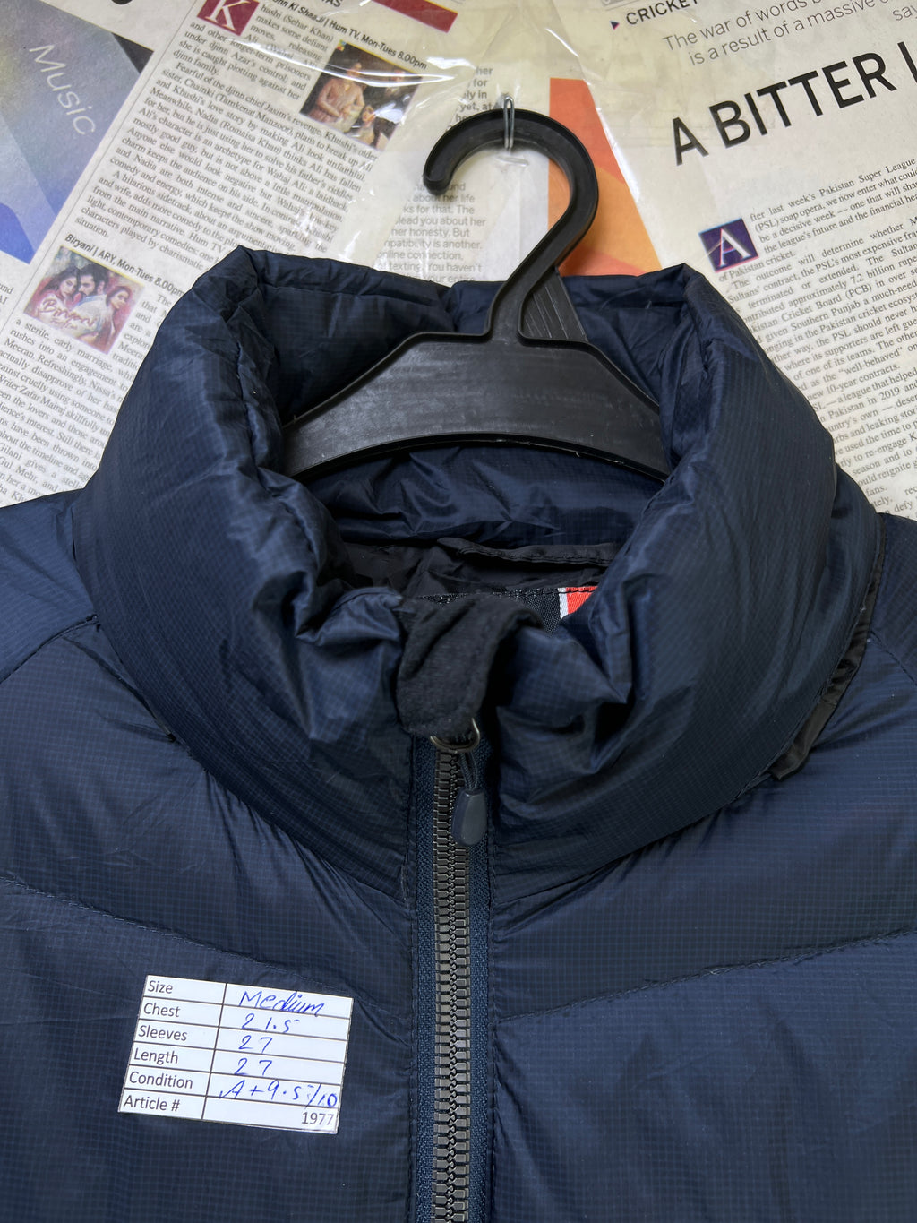 Crane® Medium | Chest: 21.5" | Navy Blue | Puffer Jacket with Convertible Hoodie | Down/Feather Filling | 1977 - Genuine Maal