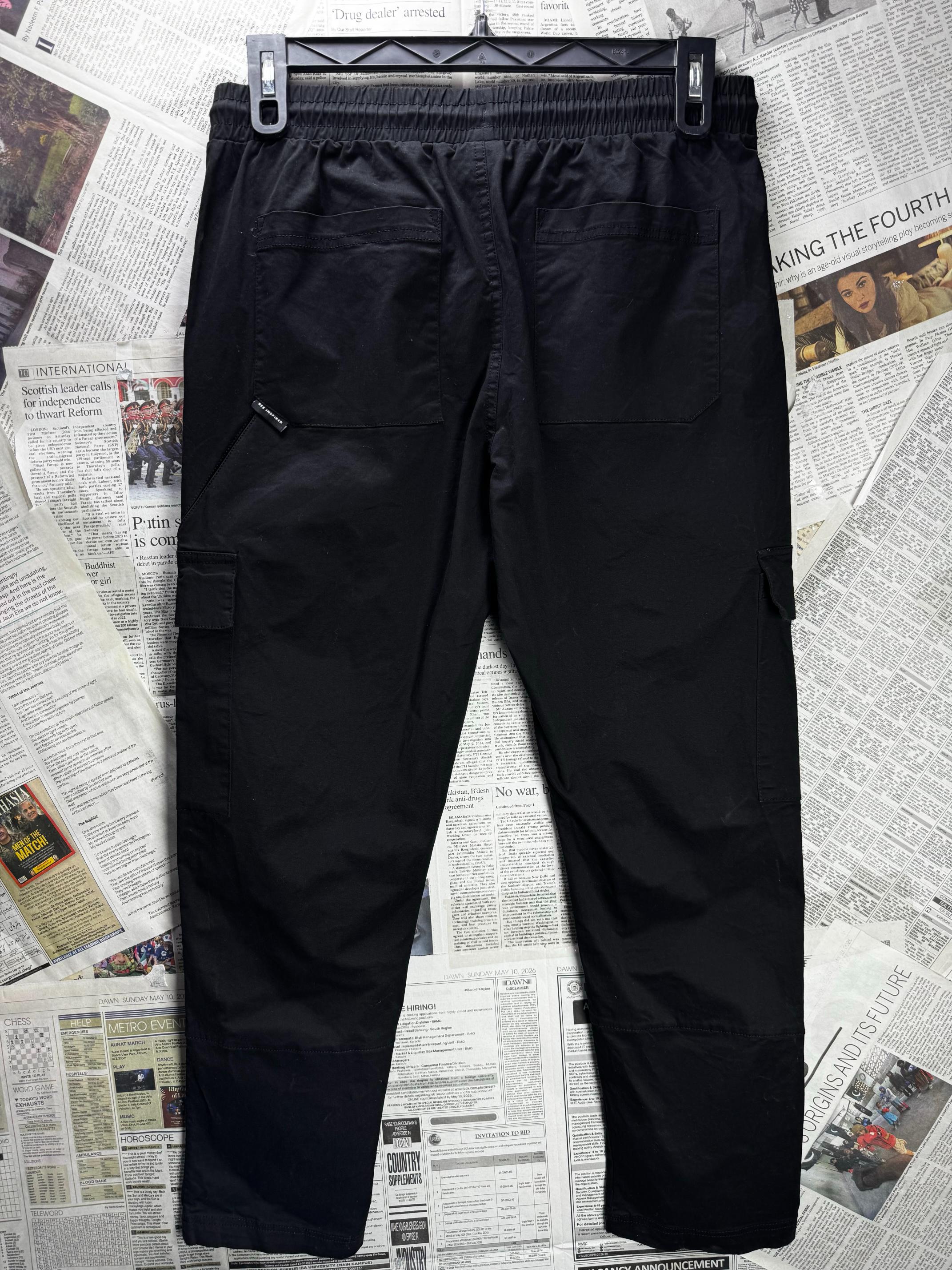 Bee Inspired® Waist: 32" to 34" | Black | Cargo Trousers | Cotton-Elastane | M4 - 2814 - Genuine Maal