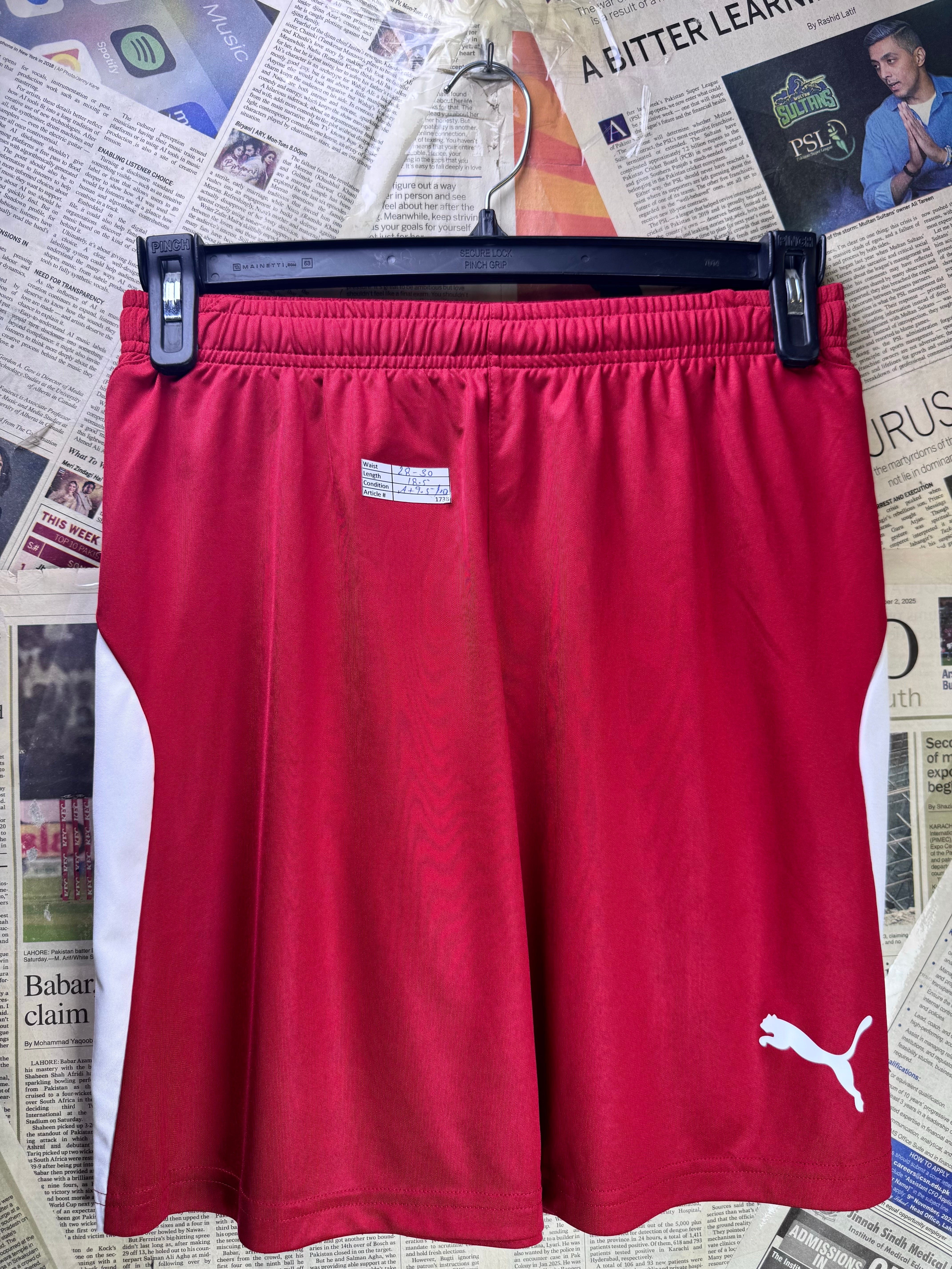 P*ma® Waist: 28" to 30" | Red | Sports Shorts | Poly | 1738 - Genuine Maal
