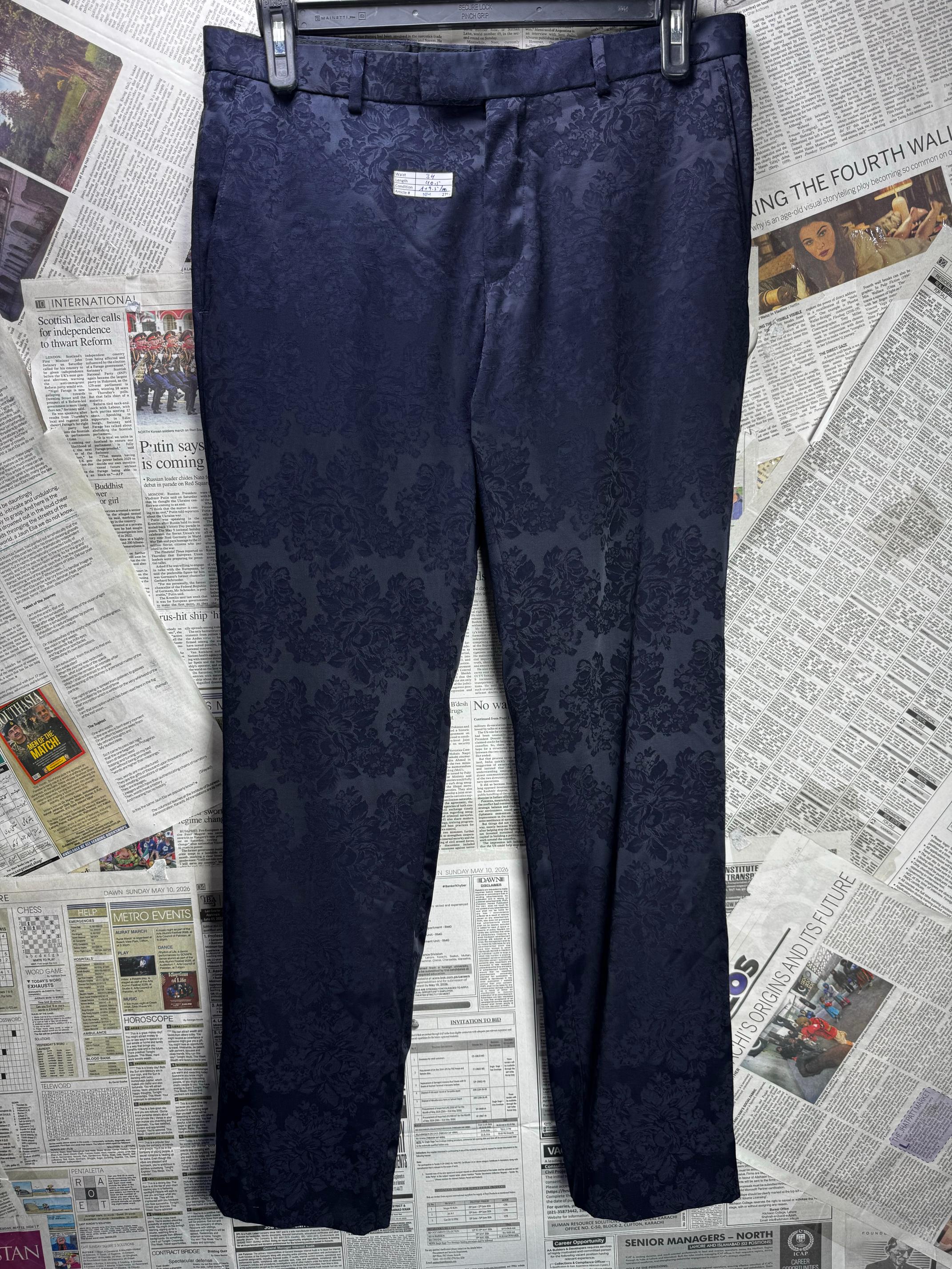 ® Waist: 34" | FLoral Blue | Regular Fit Pants | Poly-Viscose | M4 - 2797 - Genuine Maal