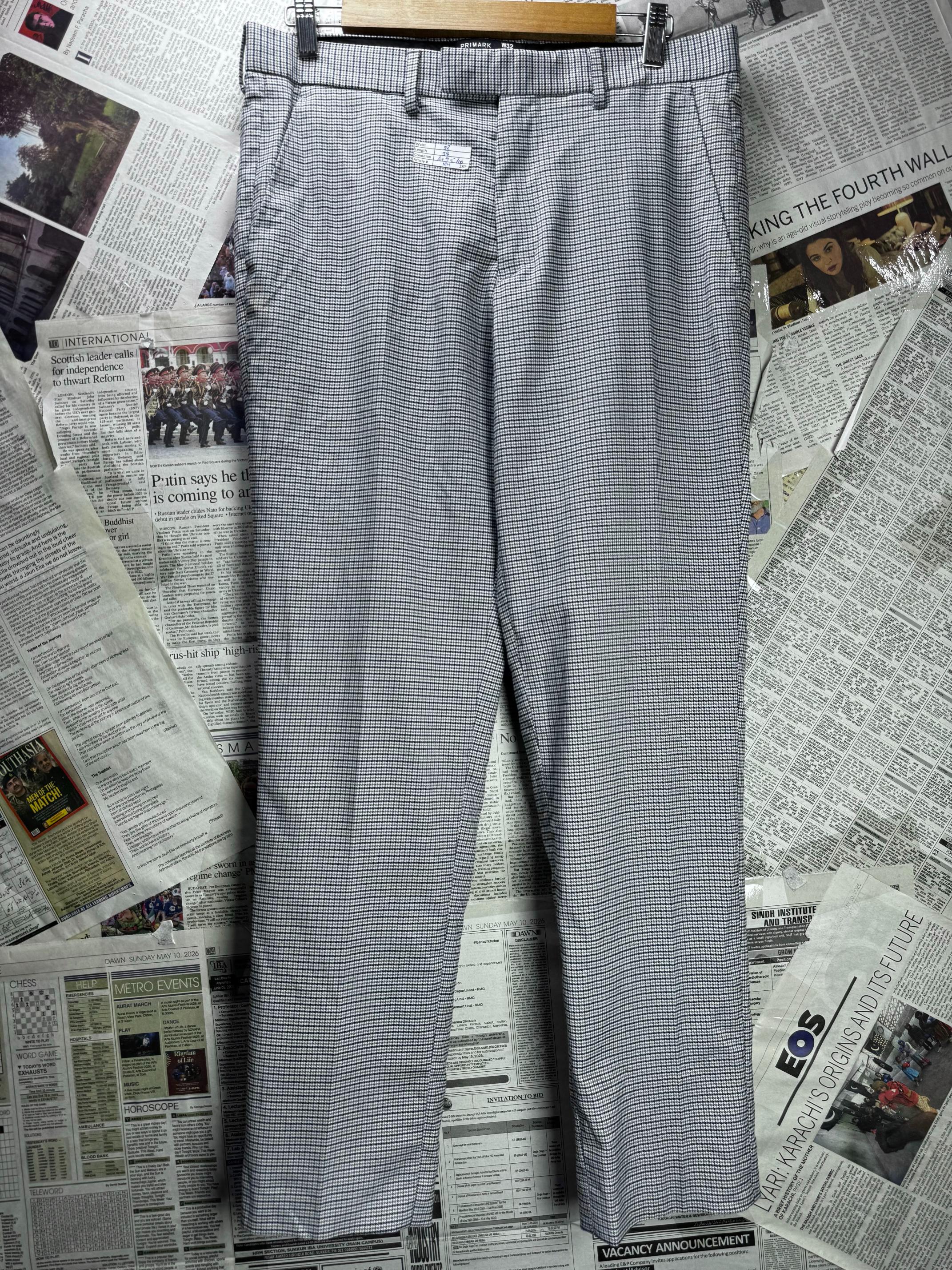 Primark® Waist: 32" | Check | Chino Pants | Poly-Viscose-Elastane | M4 - 2806 - Genuine Maal