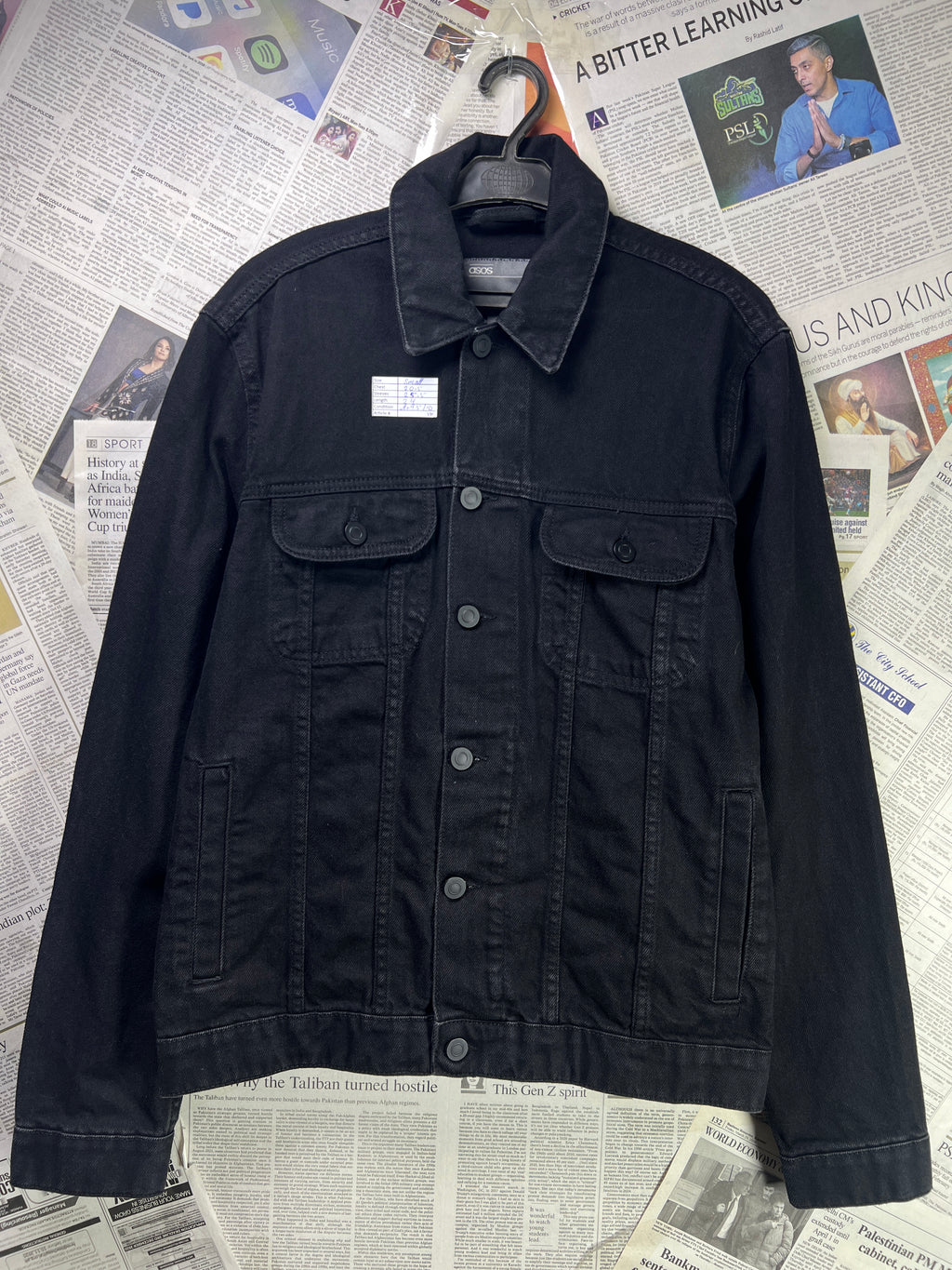 Asos® Small | Chest: 20.5" | Black | Short Length Denim Jacket | 1965 - Genuine Maal