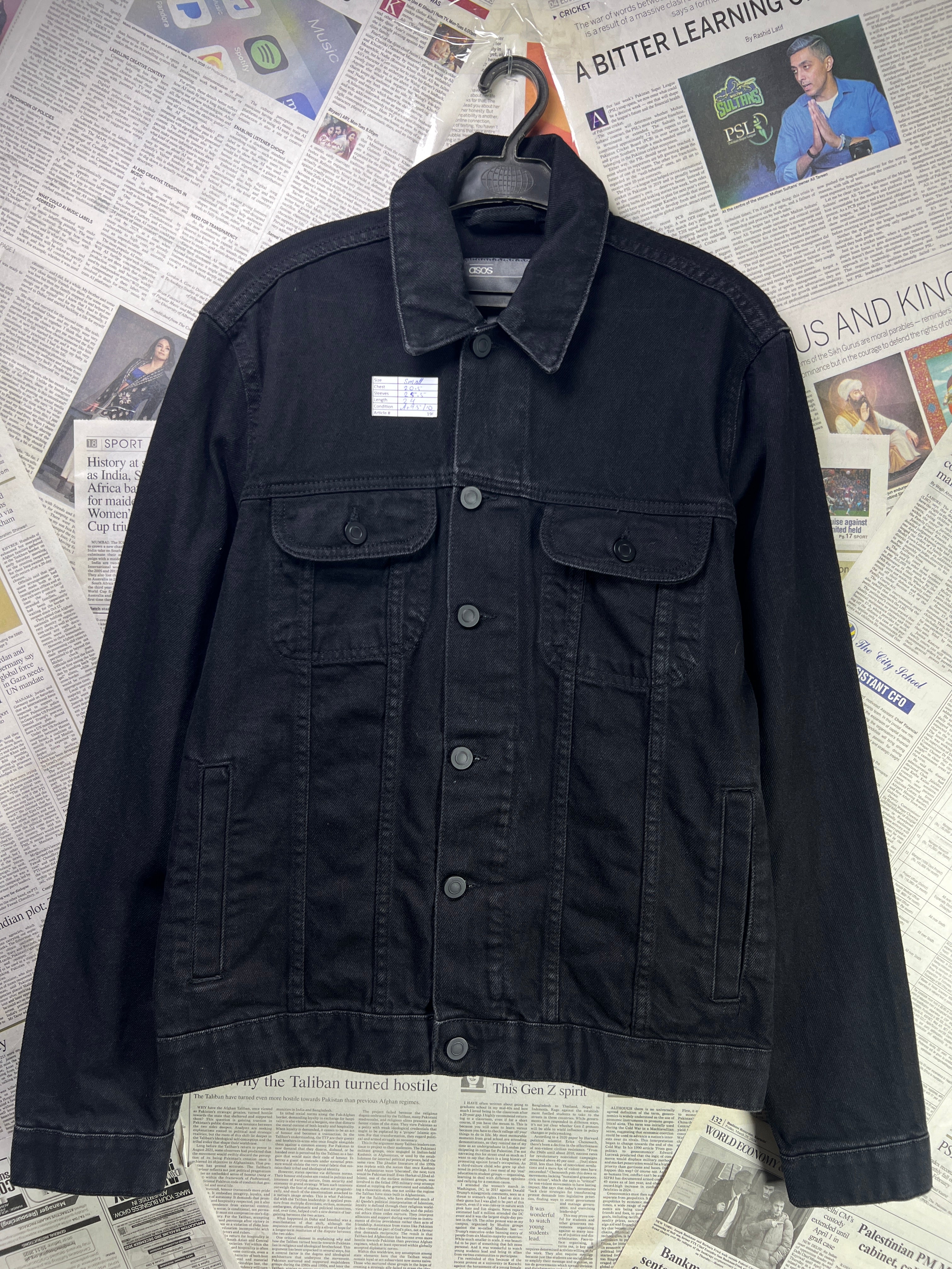 Asos® Small | Chest: 20.5" | Black | Short Length Denim Jacket | 1965 - Genuine Maal