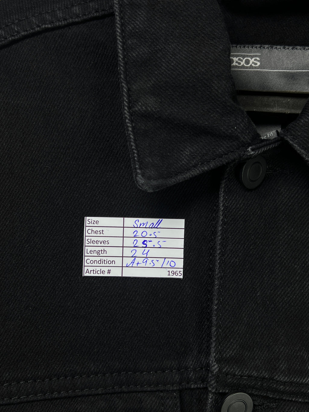 Asos® Small | Chest: 20.5" | Black | Short Length Denim Jacket | 1965 - Genuine Maal