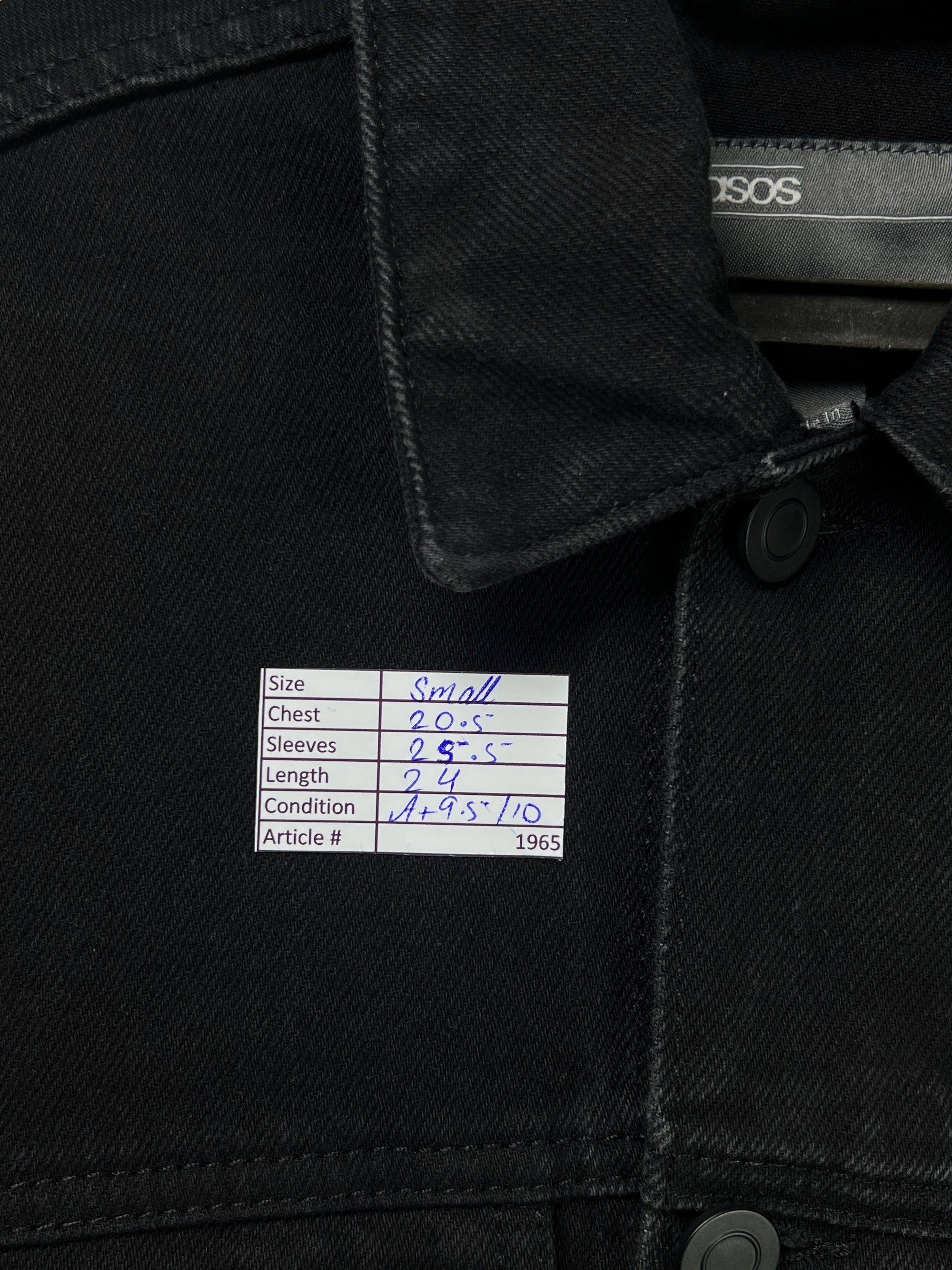 Asos® Small | Chest: 20.5" | Black | Short Length Denim Jacket | 1965 - Genuine Maal