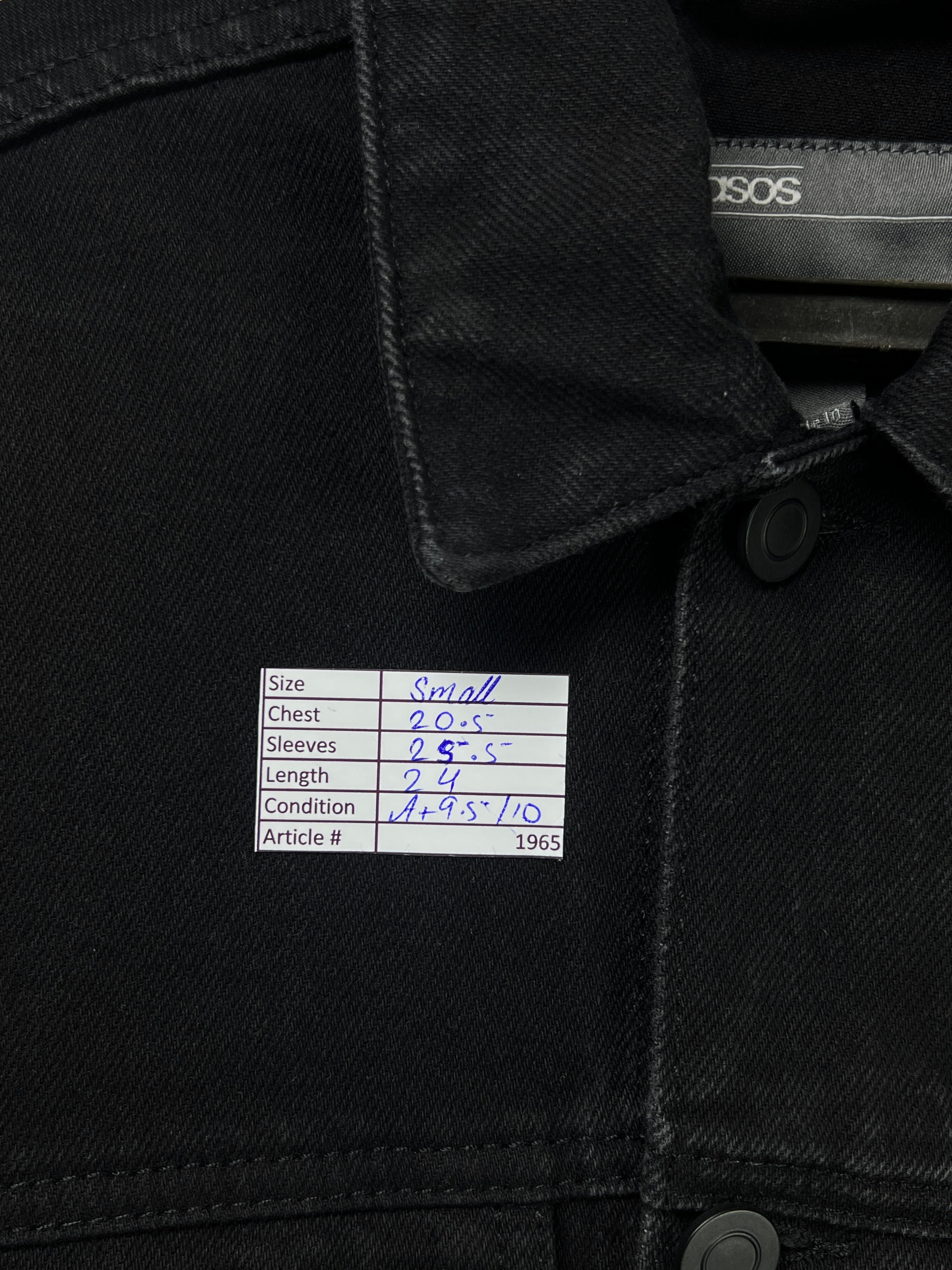 Asos® Small | Chest: 20.5" | Black | Short Length Denim Jacket | 1965 - Genuine Maal