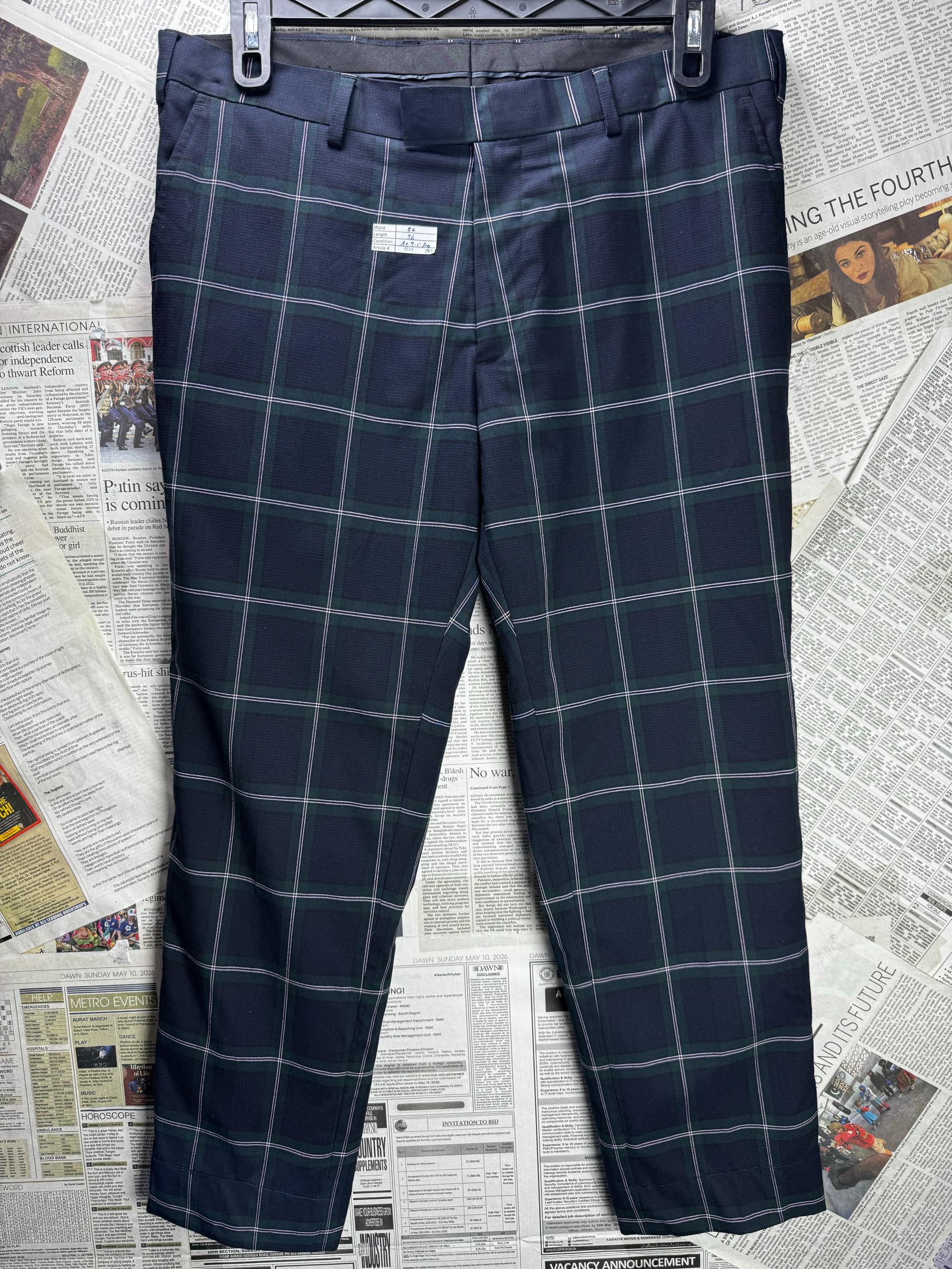 Moss® Waist: 36" | Large Check | Dress Pants | Poly-Viscose-Elastane | M4 - 2821 - Genuine Maal