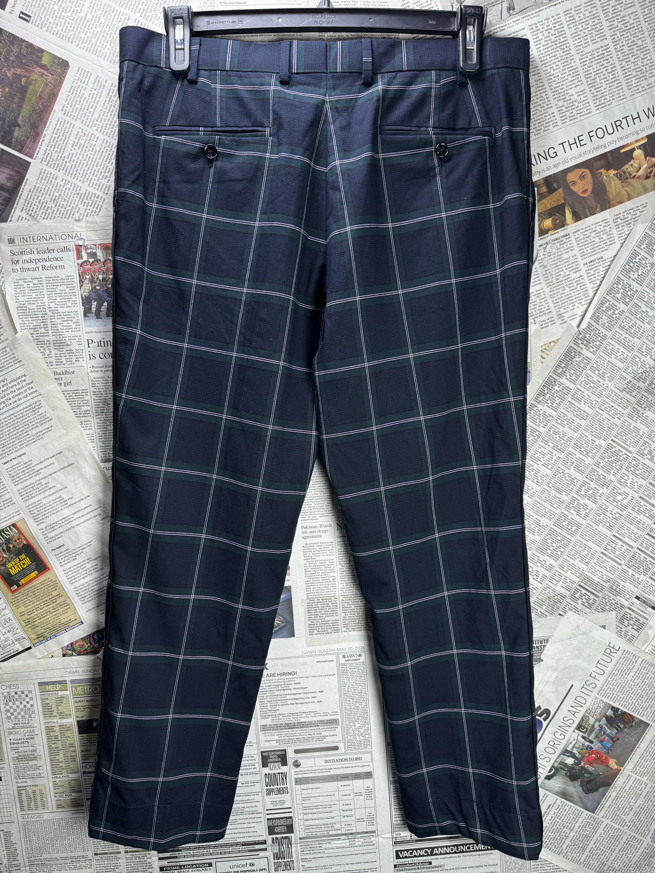 Moss® Waist: 36" | Large Check | Dress Pants | Poly-Viscose-Elastane | M4 - 2821 - Genuine Maal