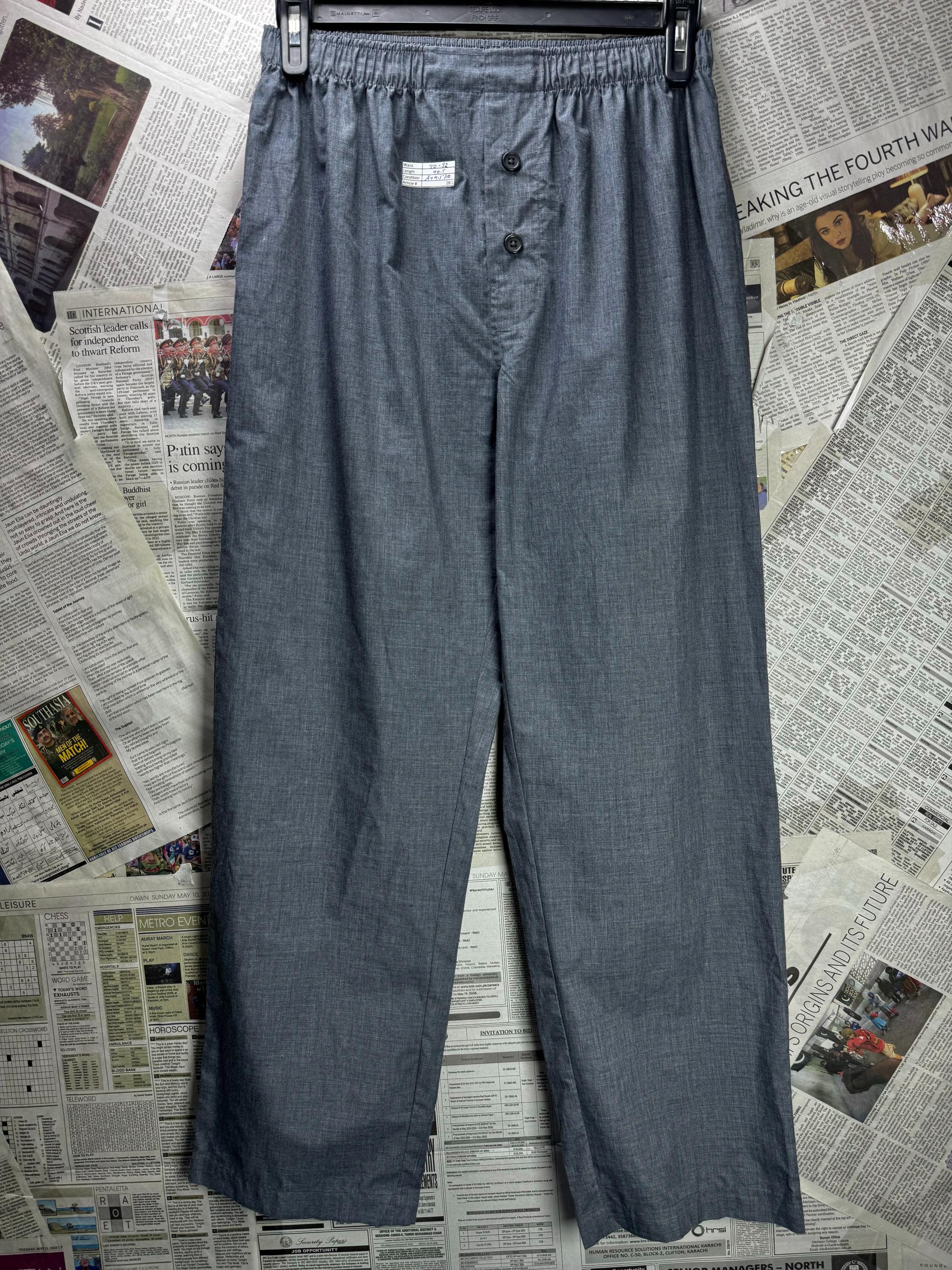 ® Waist: 30" to 32" | Grey | Pajama Trousers | Poly-Cotton | M4 - 2812 - Genuine Maal