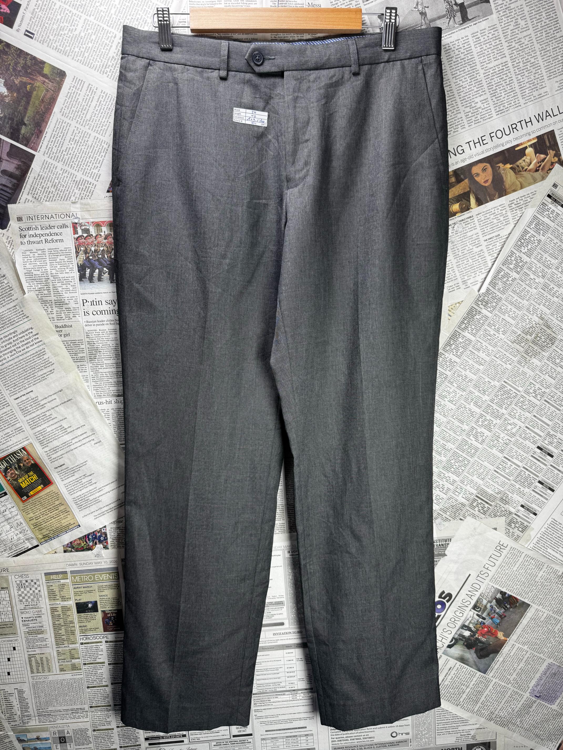 M&S® Waist: 34" | Grey | Dress Pants | Polyester | M4 - 2807 - Genuine Maal