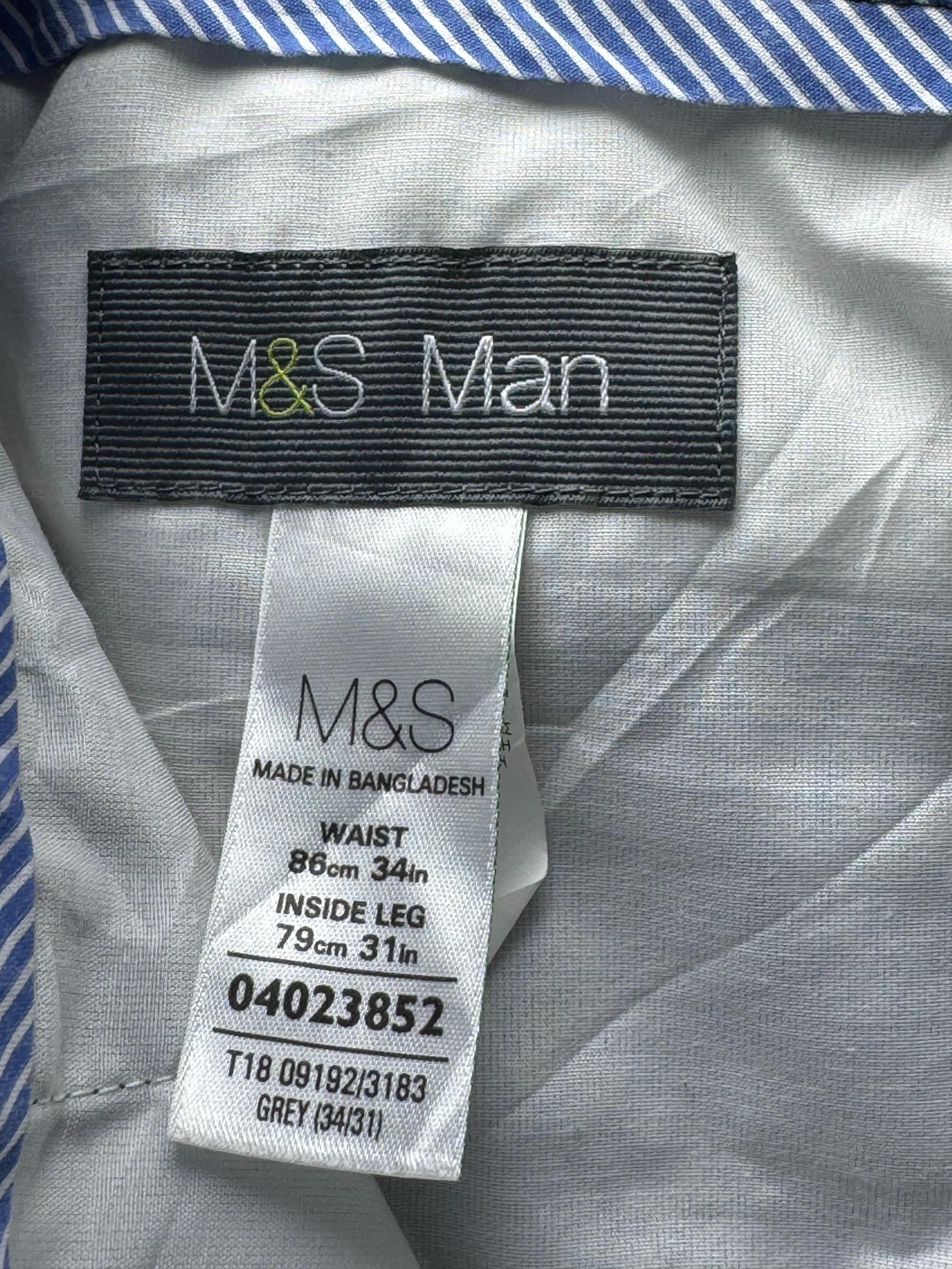 M&S® Waist: 34" | Grey | Dress Pants | Polyester | M4 - 2807 - Genuine Maal