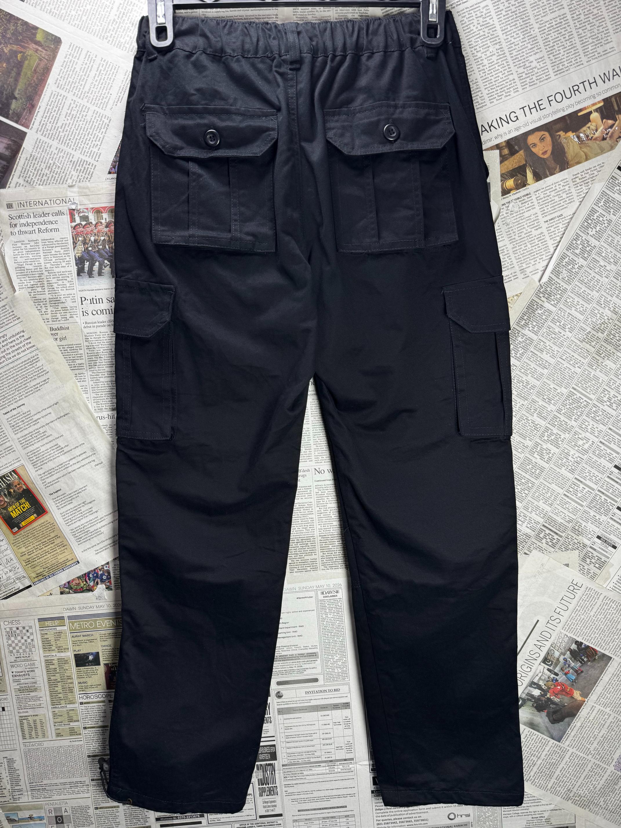 ® Waist: 30" to 32" | Black | Cargo Pants | Cotton | M4 - 2836 - Genuine Maal