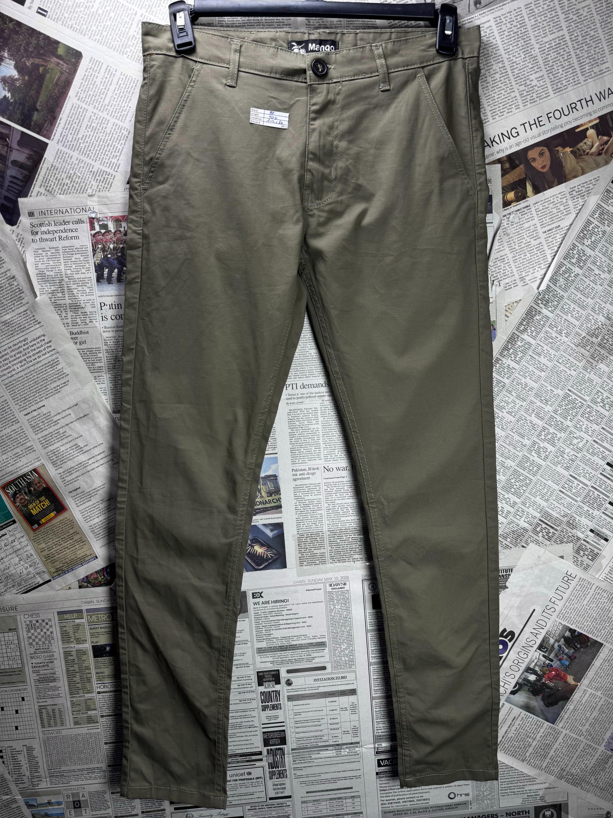 Mango® Waist: 32" | Green | Chino Pants | M4 - 2816 - Genuine Maal