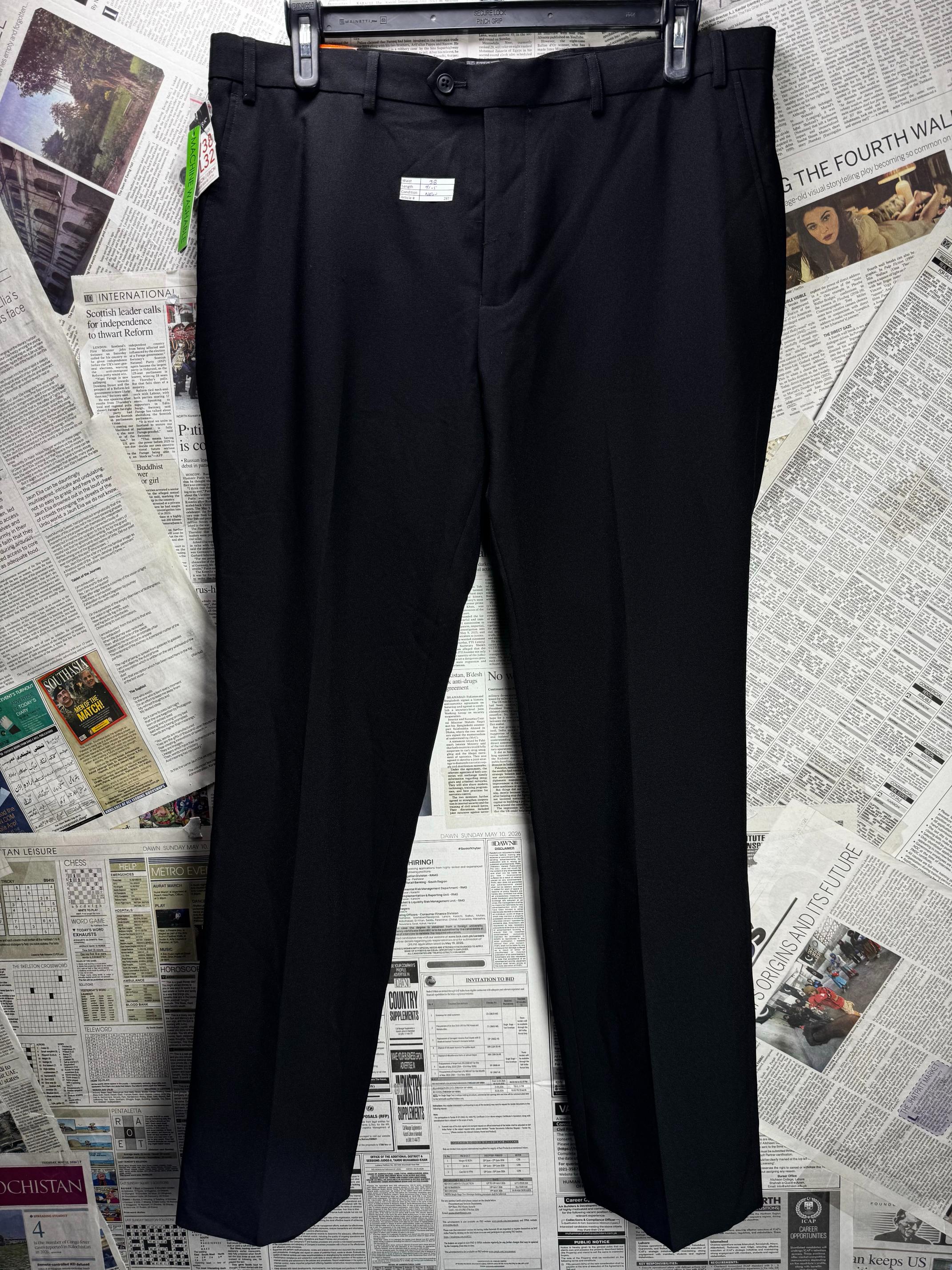 Primark® Waist: 38" | Black | Dress Pant | Polyester | M4 - 2819 - Genuine Maal