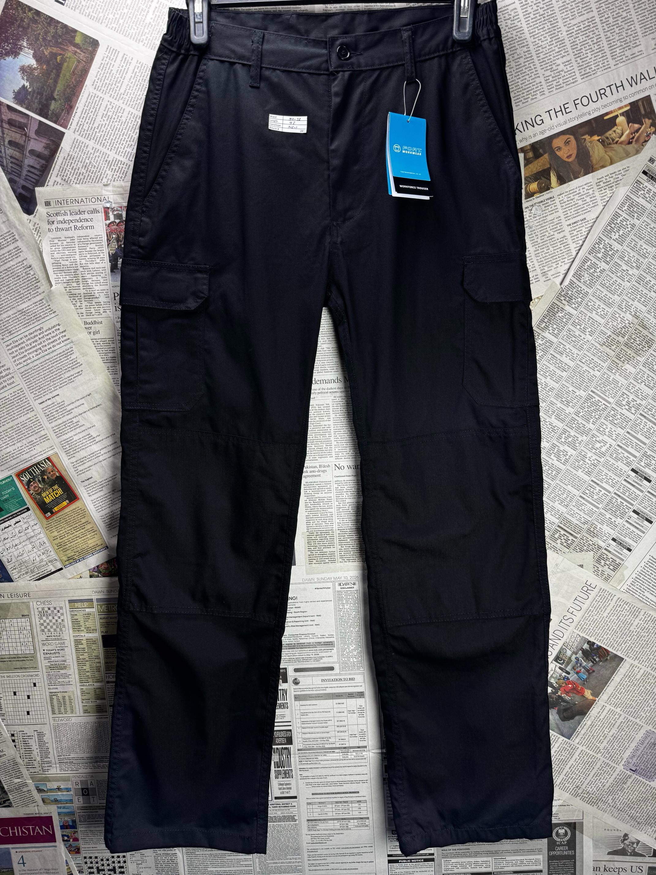 Fort Workwear® Waist: 30" to 32" | Black | Cargo Pants | Poly-Cotton | M4 - 2817 - Genuine Maal
