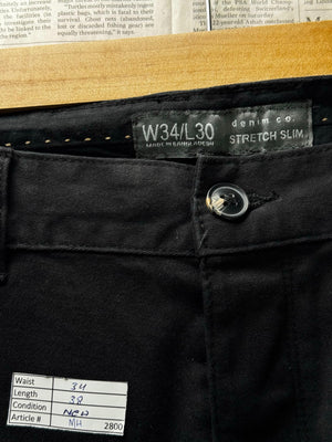 Denim Co.® Waist: 34" | Black | Stretch Slim Chino Pants | Cotton-Elastane | M4 - 2800 - Genuine Maal