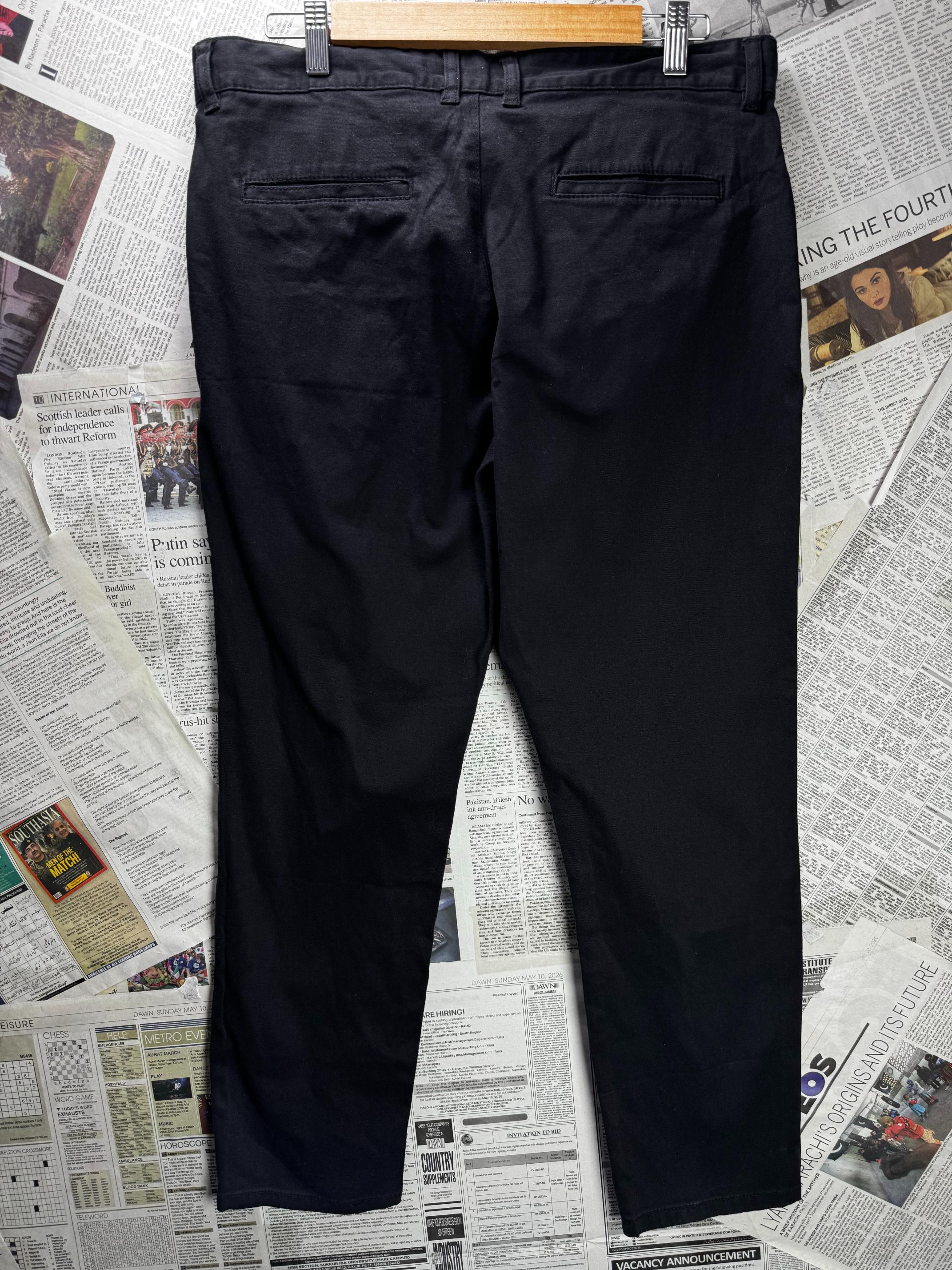 Denim Co.® Waist: 34" | Black | Stretch Slim Chino Pants | Cotton-Elastane | M4 - 2800 - Genuine Maal