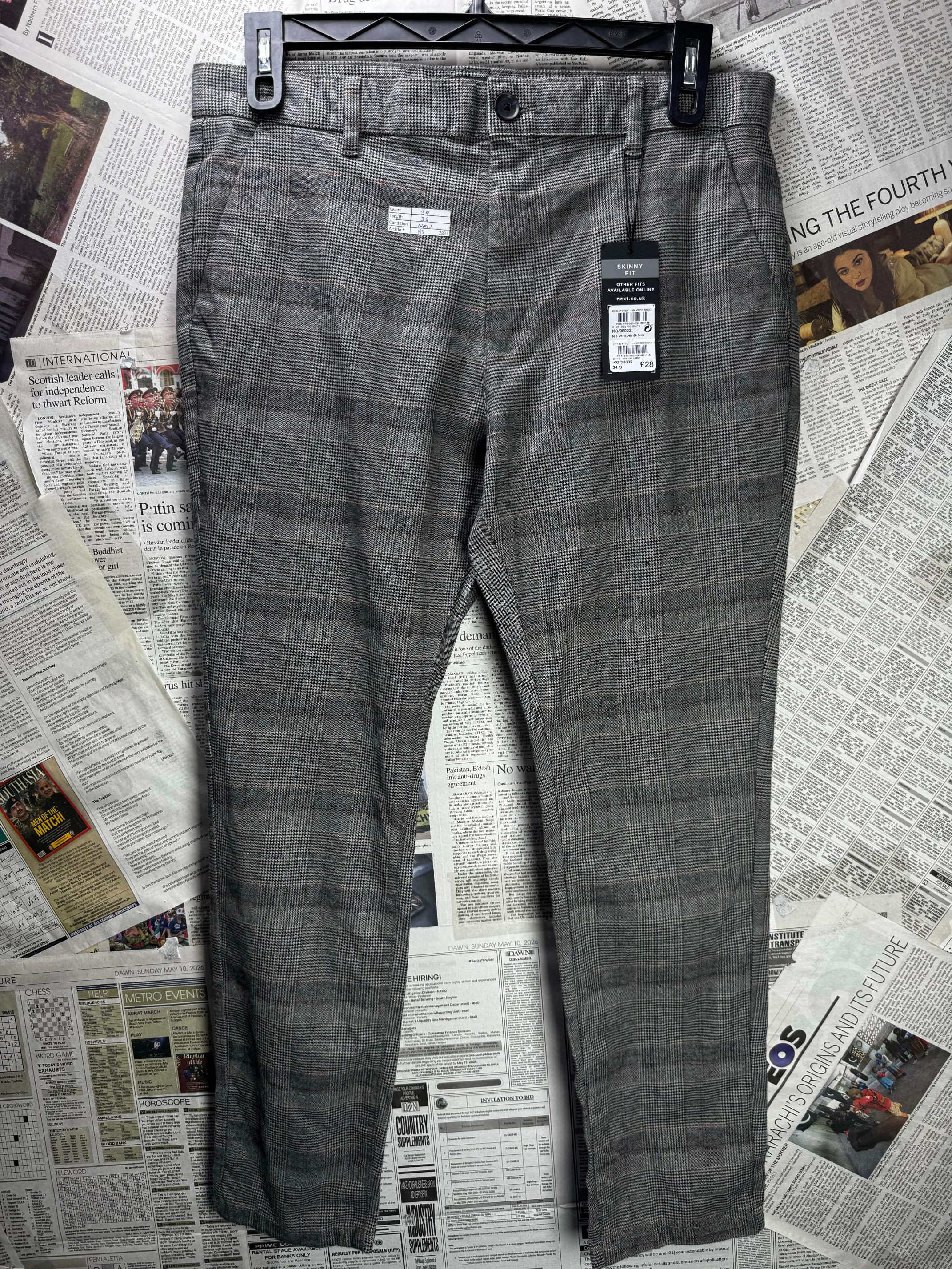 Next® Waist: 34" | Check | Skinny Fit Chino Pants | Cotton-Elastane | M4 - 2835 - Genuine Maal