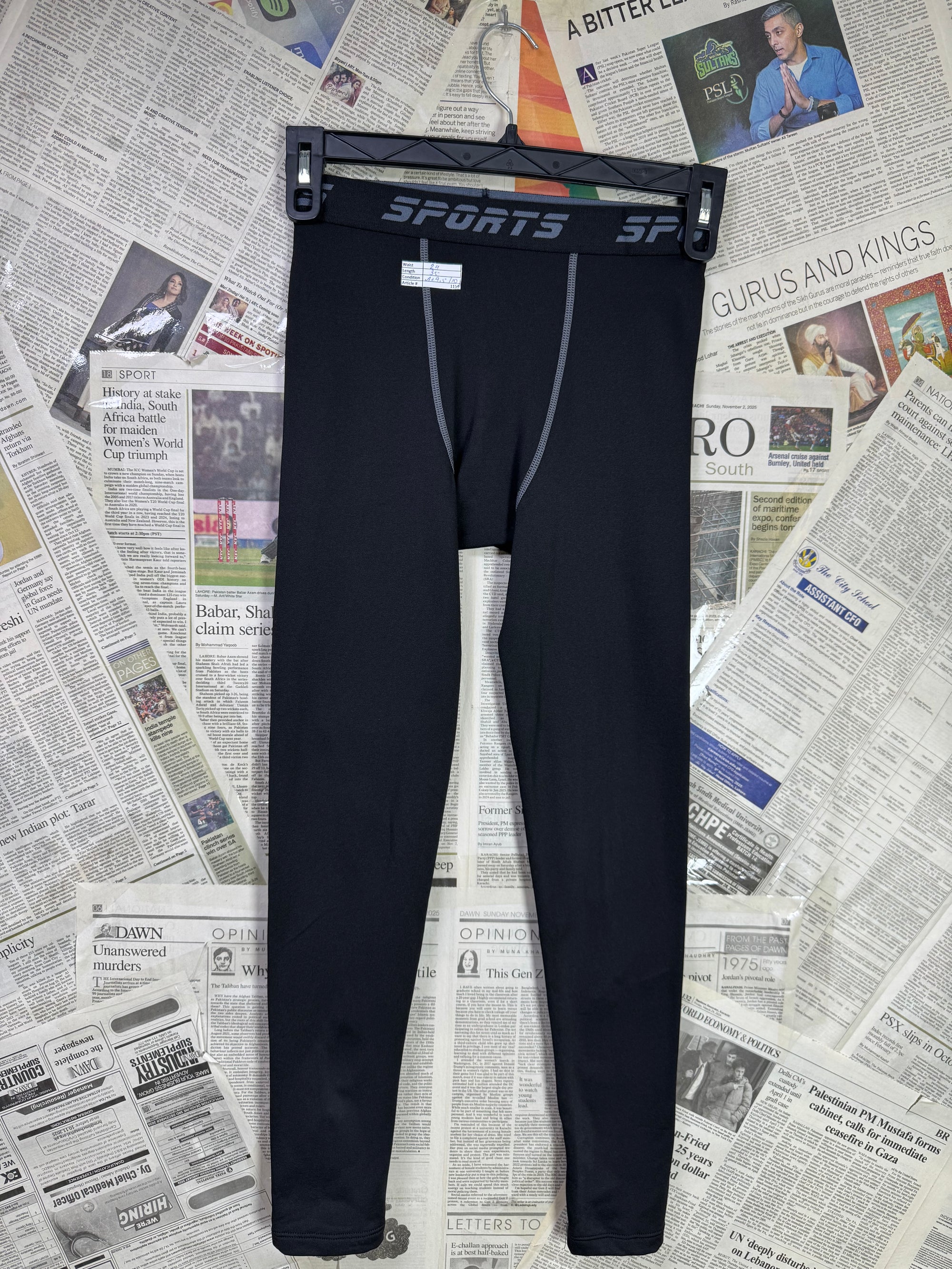 Sports® Waist: 24 | Black | Poly | Thermal Trouer | 1154 - Genuine Maal