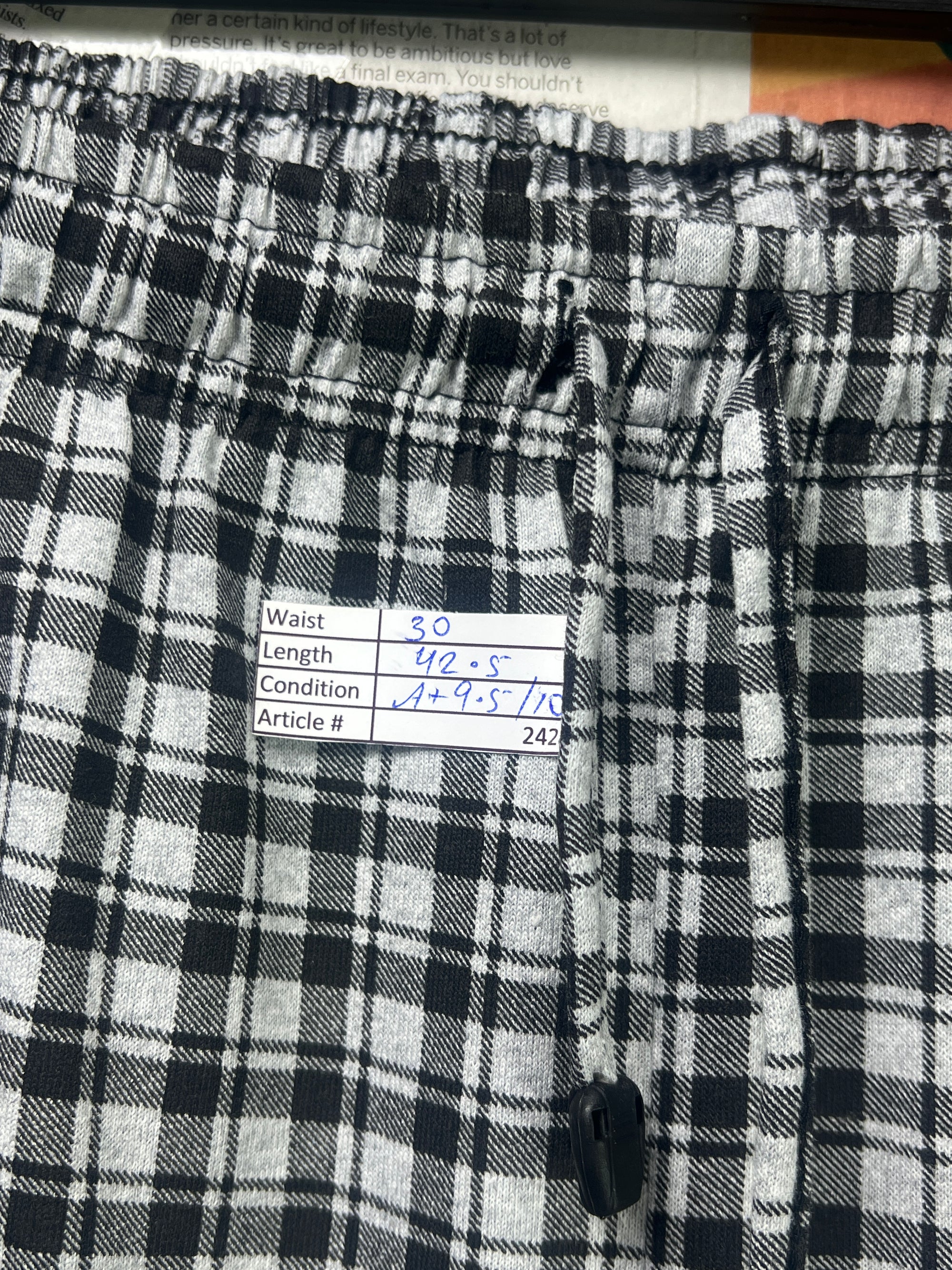 ® Waist: 30" | Check | Pajama | Cotton Poly | 2424 - Genuine Maal