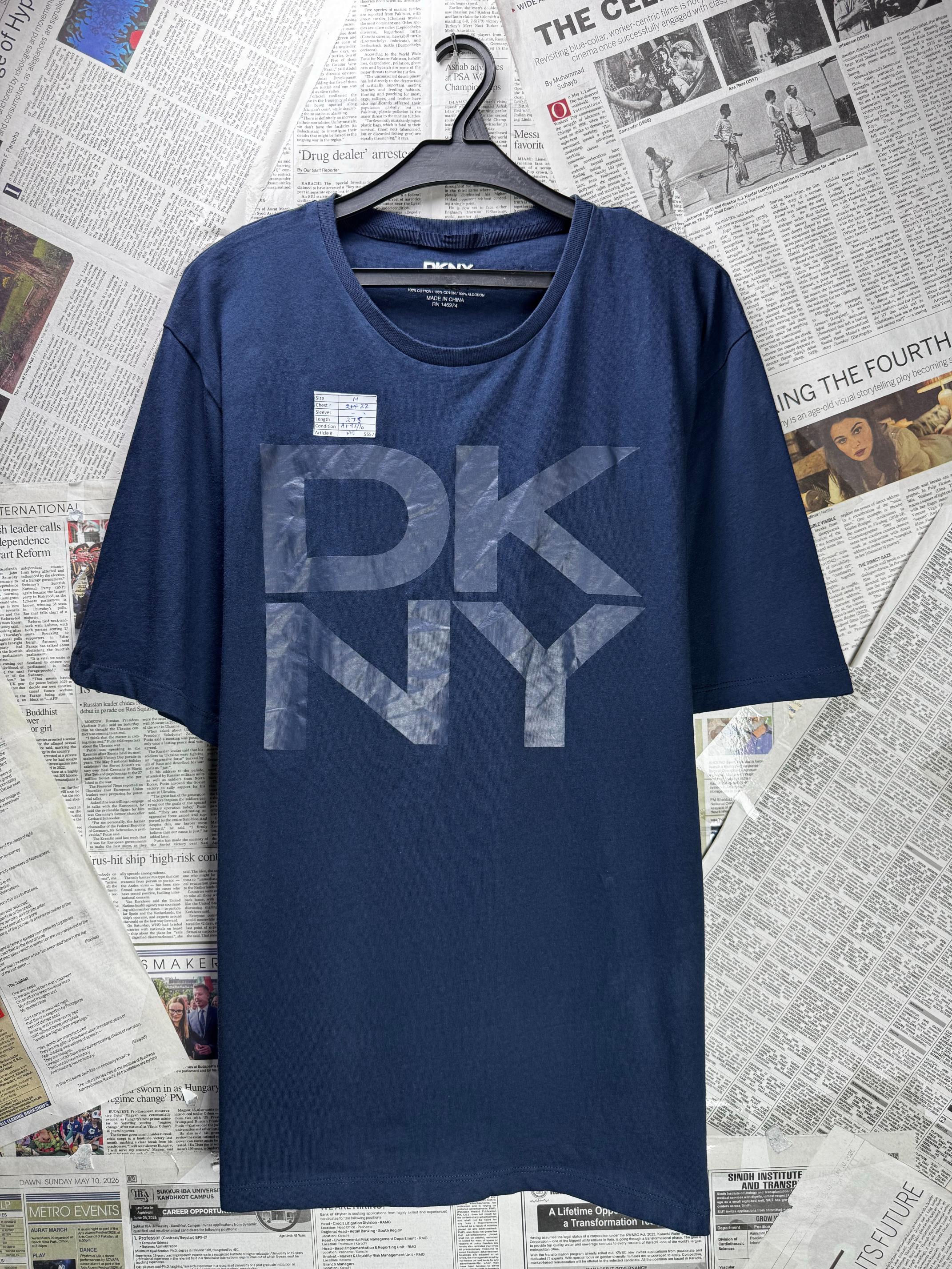 DKNY® Medium | Chest: 22" | Blue | T-Shirt | Cotton | M5 - 5557 - Genuine Maal