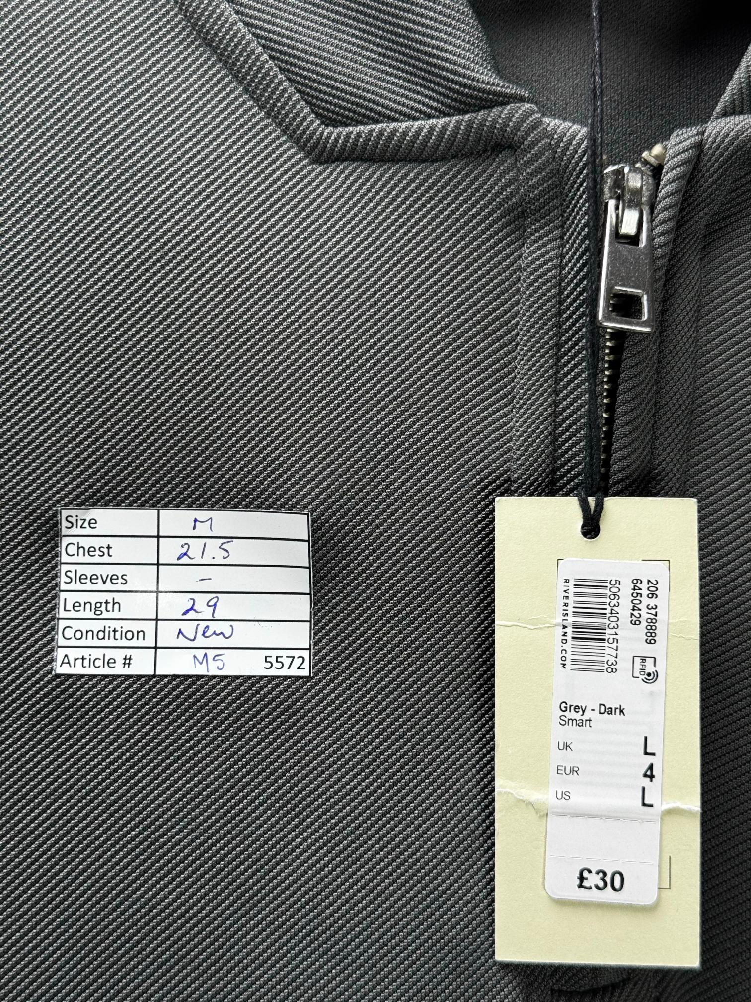River Island® Medium | Chest: 21.5" | Grey | Polo Shirt | Poly-Elastane | M5 - 5572 - Genuine Maal