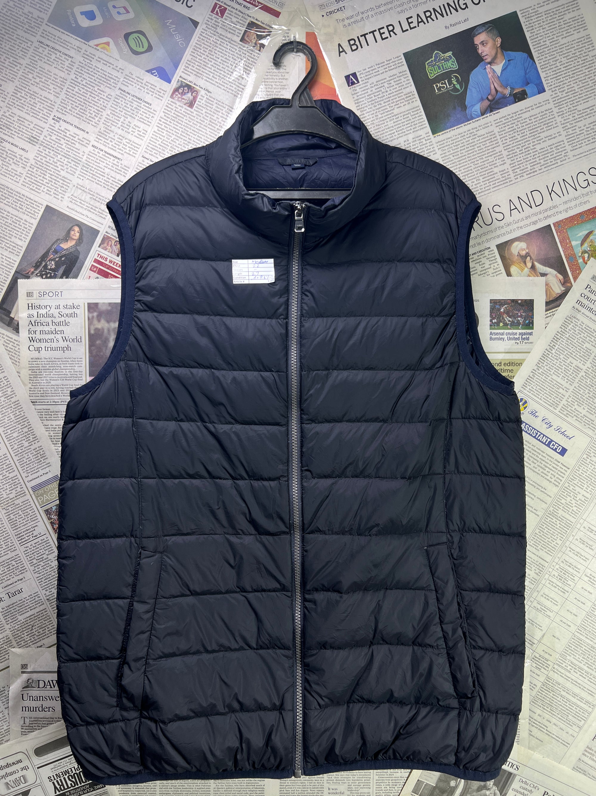 Gazman® Medium | Chest: 22" | Navy Blue | Sleeveless Puffer Jacket | Down/Feather Filling | 1765 - Genuine Maal