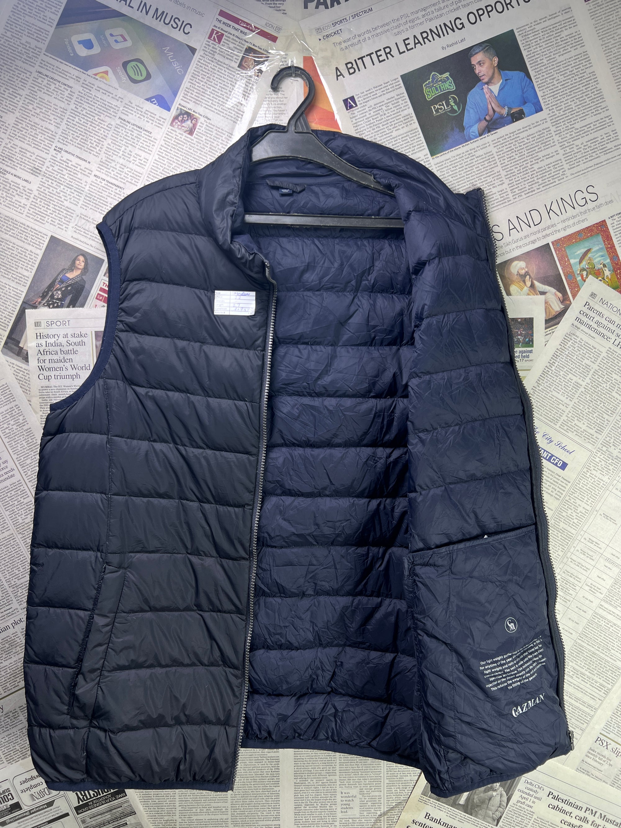 Gazman® Medium | Chest: 22" | Navy Blue | Sleeveless Puffer Jacket | Down/Feather Filling | 1765 - Genuine Maal