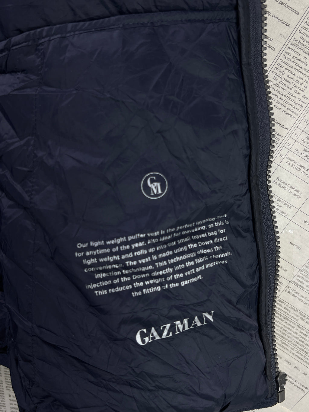 Gazman® Medium | Chest: 22" | Navy Blue | Sleeveless Puffer Jacket | Down/Feather Filling | 1765 - Genuine Maal
