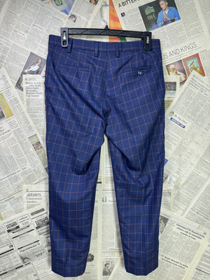SeaSky® Waist: 34" | Navy Blue with Orange Check | Dress Pants | Poly | 1133 - Genuine Maal