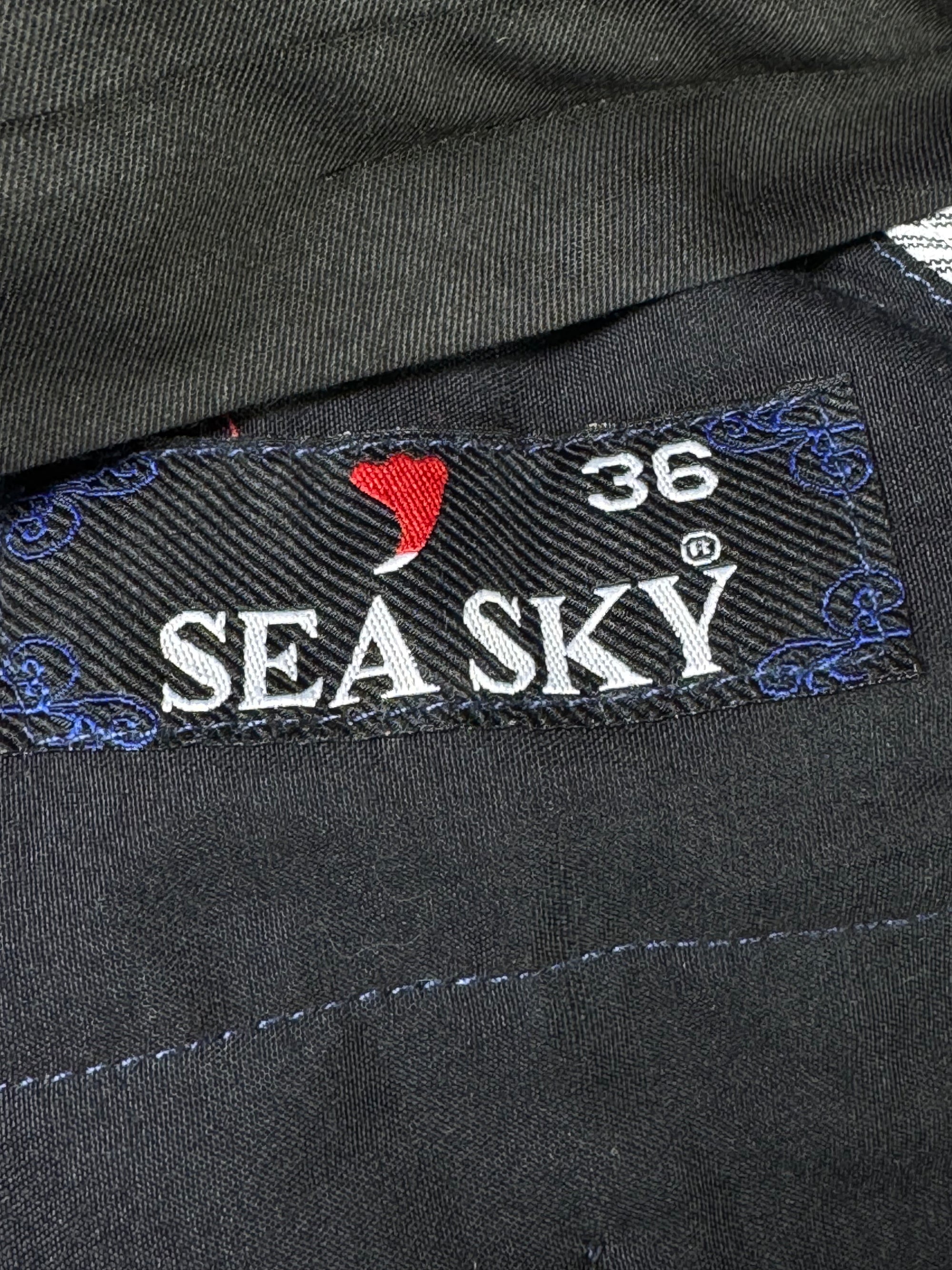 SeaSky® Waist: 34" | Navy Blue with Orange Check | Dress Pants | Poly | 1133 - Genuine Maal