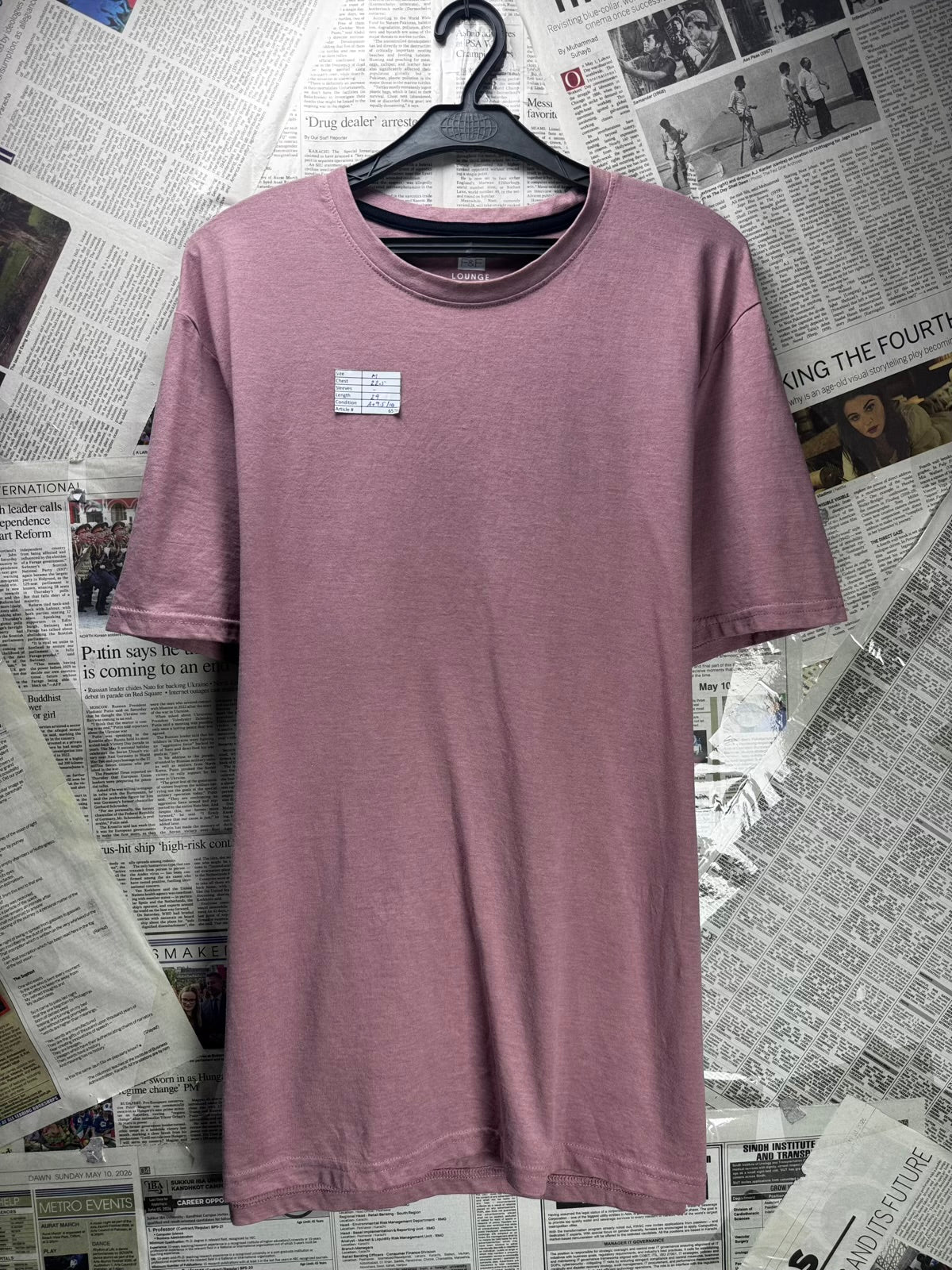 F&F® Medium | Chest: 22.5" | Pink | T-Shirt | Polyester | M8 - 6578