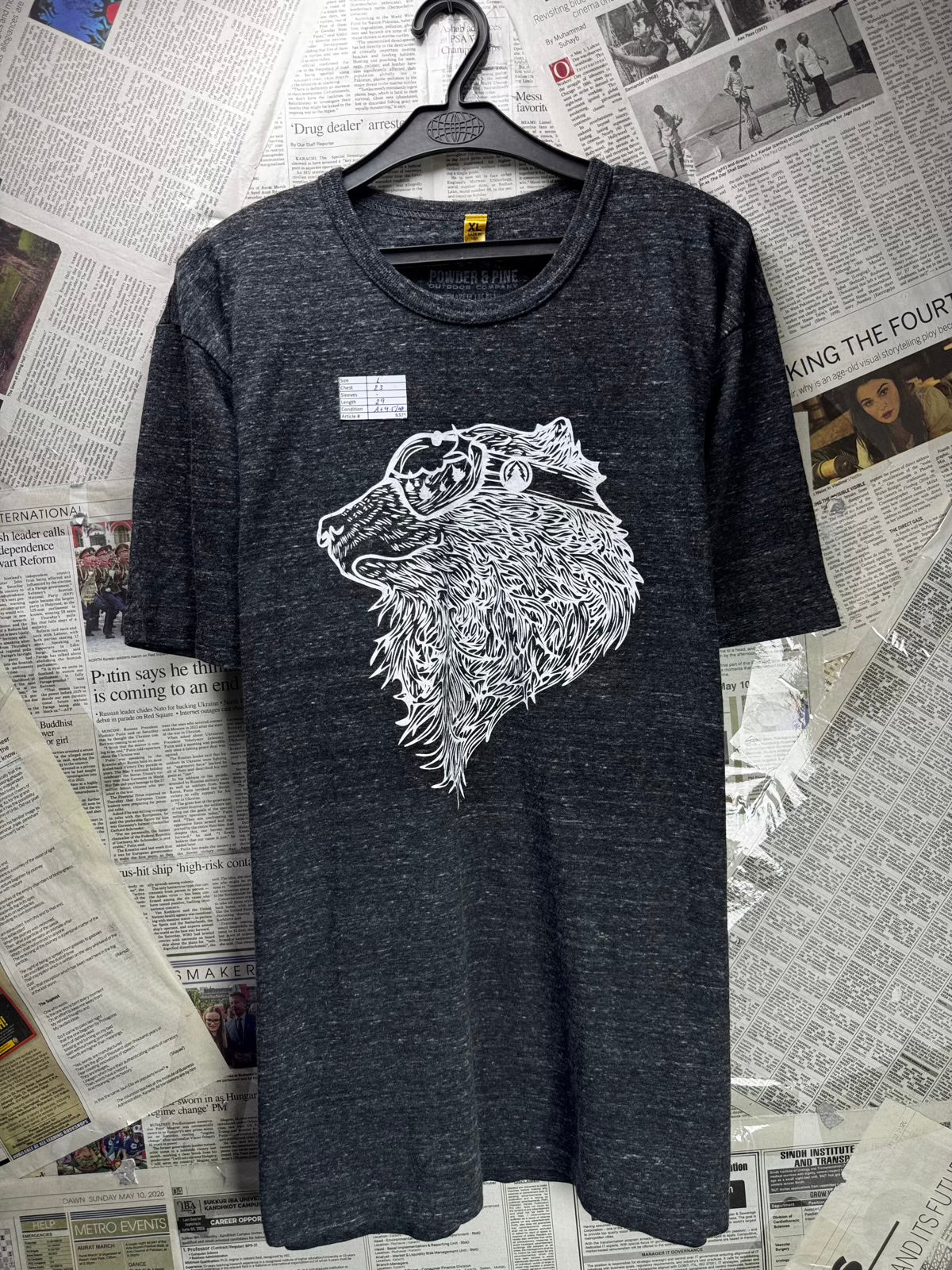 Powder & Pine® Large | Chest: 23" | Black | T-Shirt | Poly-Cotton-Rayon | M6 - 6375