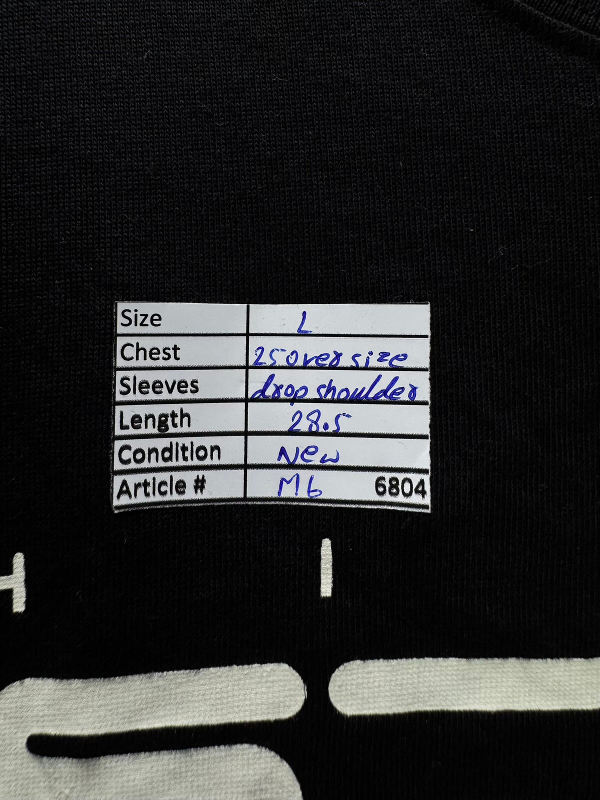 H&M® Large | Chest: 25" | Black | T-Shirt | Cotton | M6 - 6804