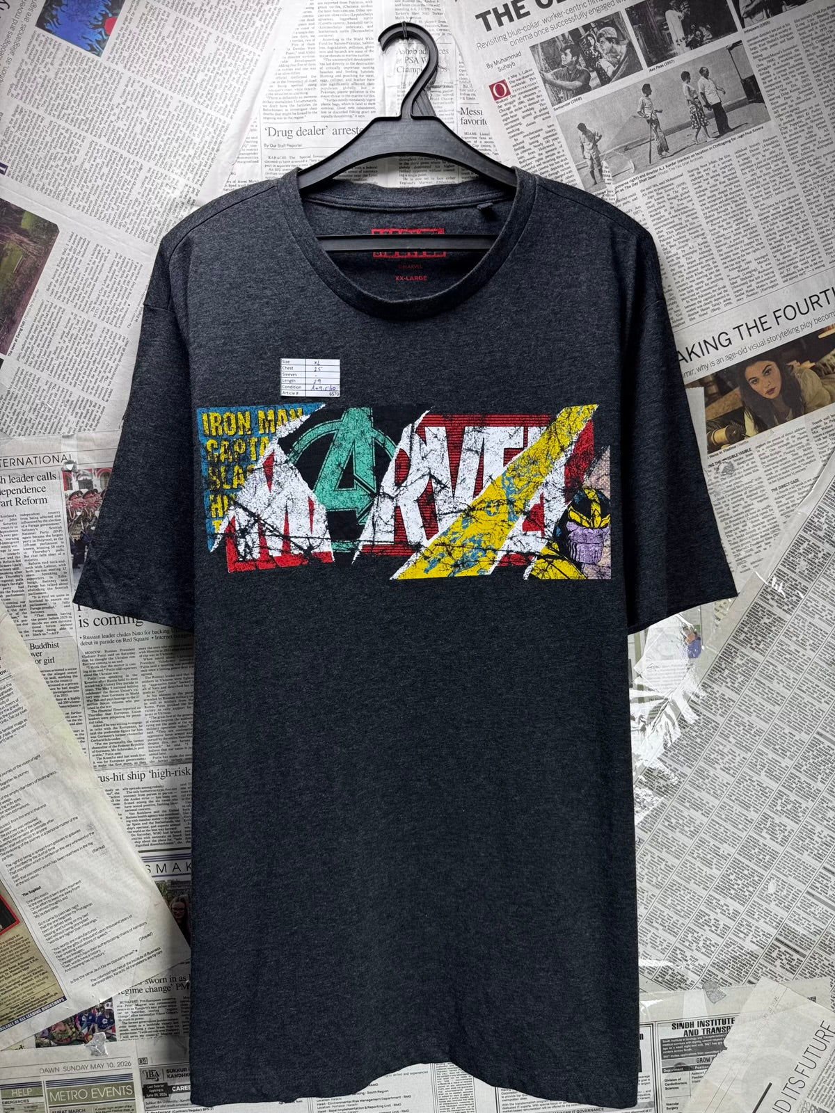 Marvel® XL | Chest: 25" | Charcoal Black | T-Shirt | Poly-Cotton | M5 - 6570