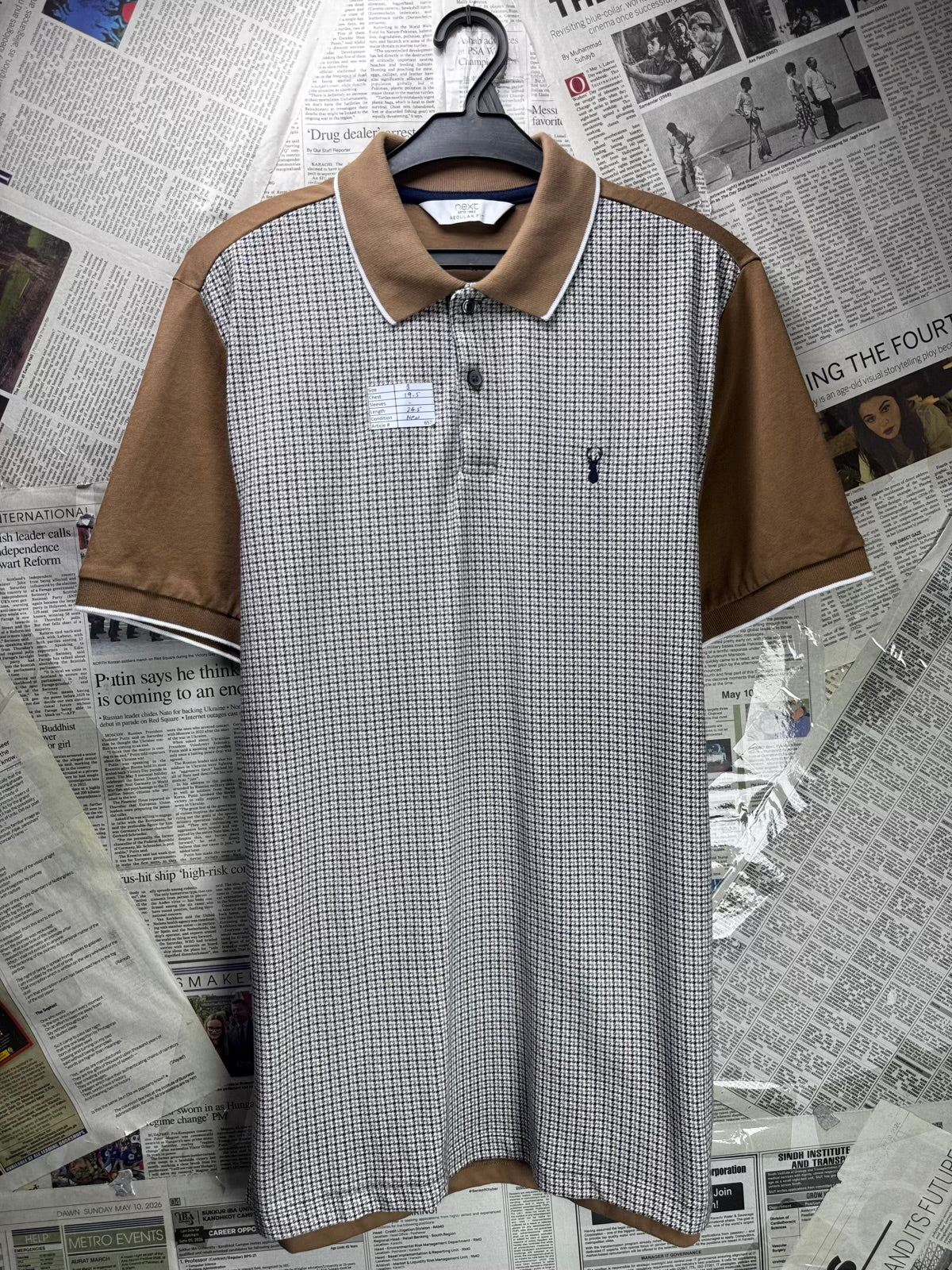 Next® Small | Chest: 19.5" | Check | Polo Shirt | Cotton | M5 - 6571
