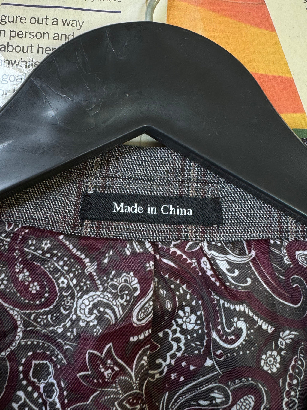 Egara® Small | Chest: 21" | Grey Plaid With Maroon And Blue Accents | Fit: Slim | Coat | Poly - Viscose Blend | 3200 - Genuine Maal