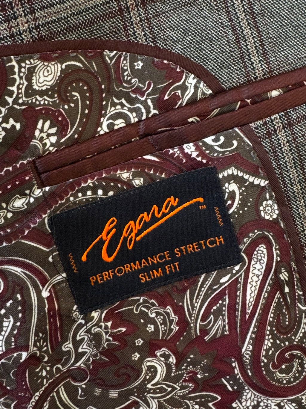 Egara® Small | Chest: 21" | Grey Plaid With Maroon And Blue Accents | Fit: Slim | Coat | Poly - Viscose Blend | 3200 - Genuine Maal