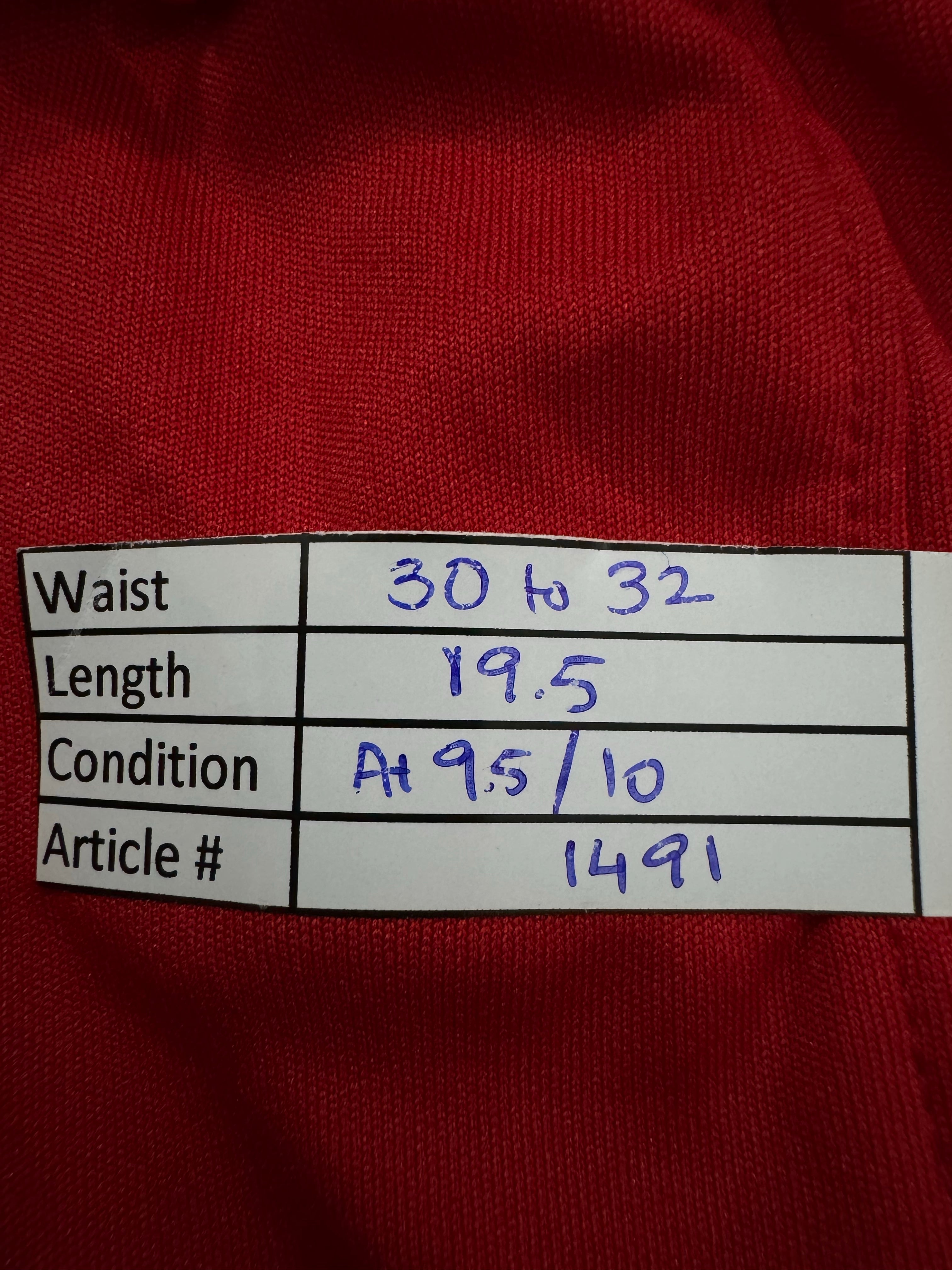 NB® Waist: 30" to 32" | Red | Sports Shorts | Poly | 1491 - Genuine Maal